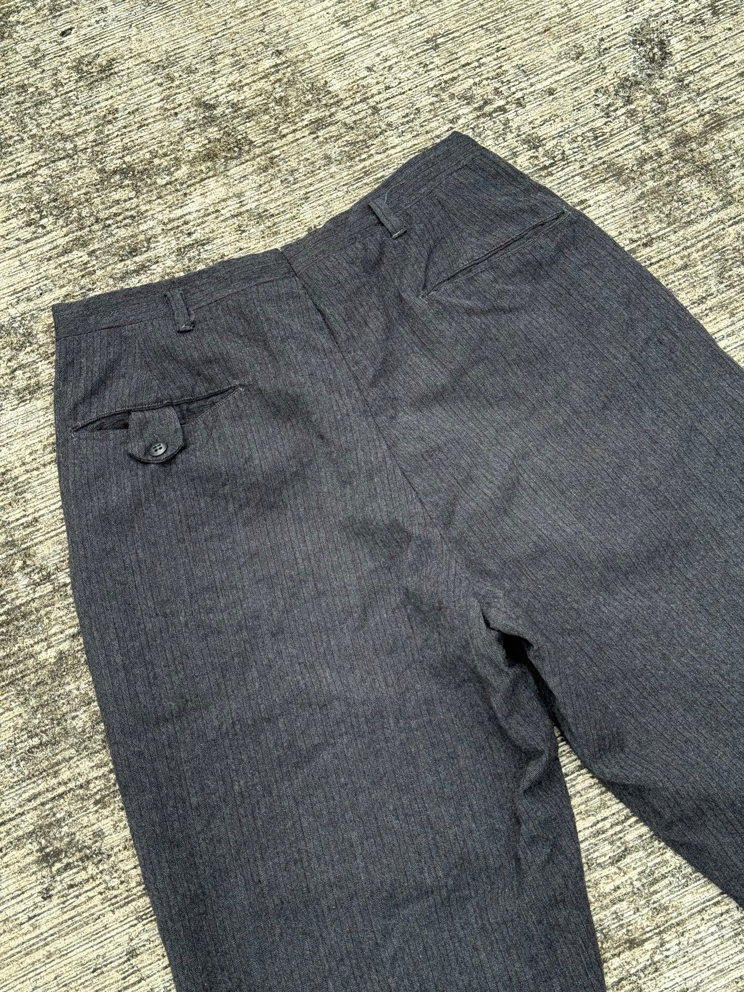 Rare 1940s–1950s Wool Stripe Work Pants Vintage Pinstripe Trousers