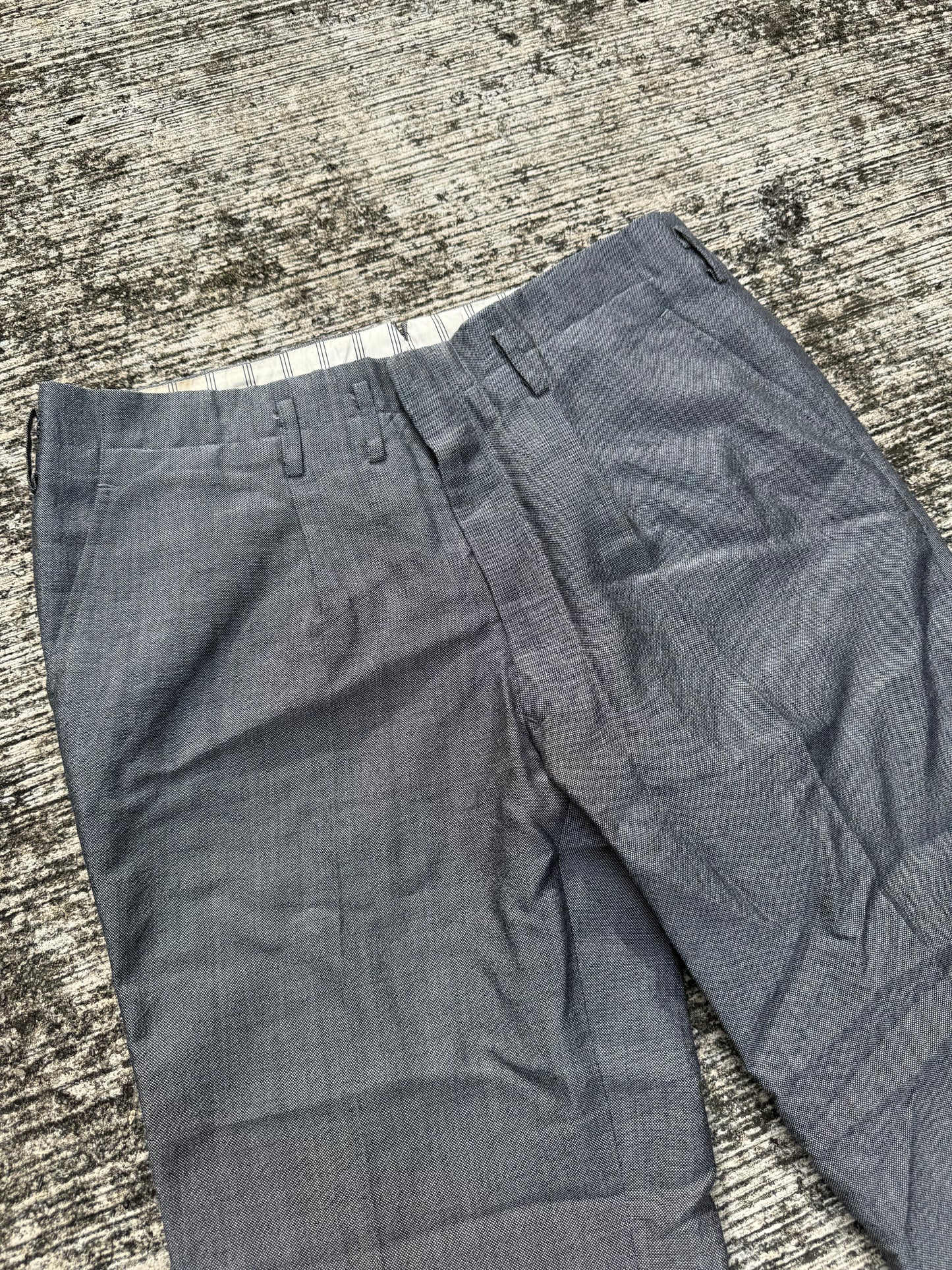 Vintage 1960s Grey Wool Blend Trousers Classic Straight Leg