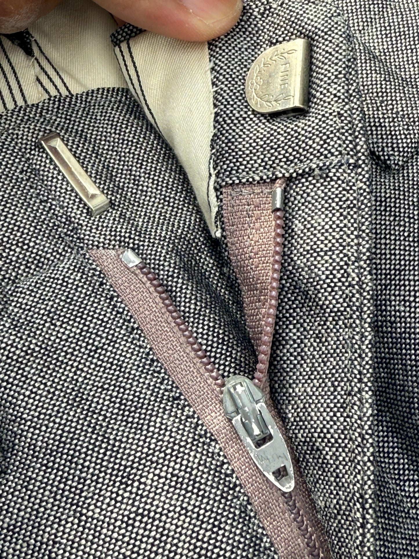 Vintage 1960s Grey Wool Blend Trousers Classic Straight Leg