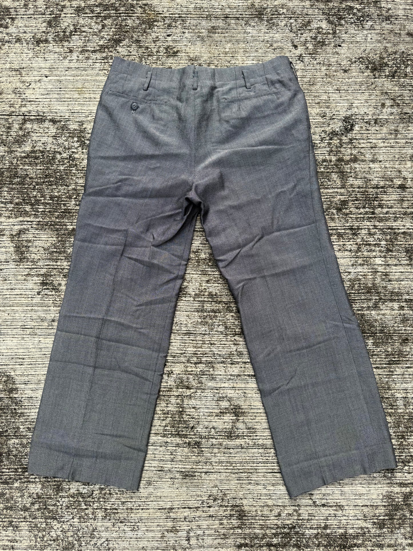 Vintage 1960s Grey Wool Blend Trousers Classic Straight Leg