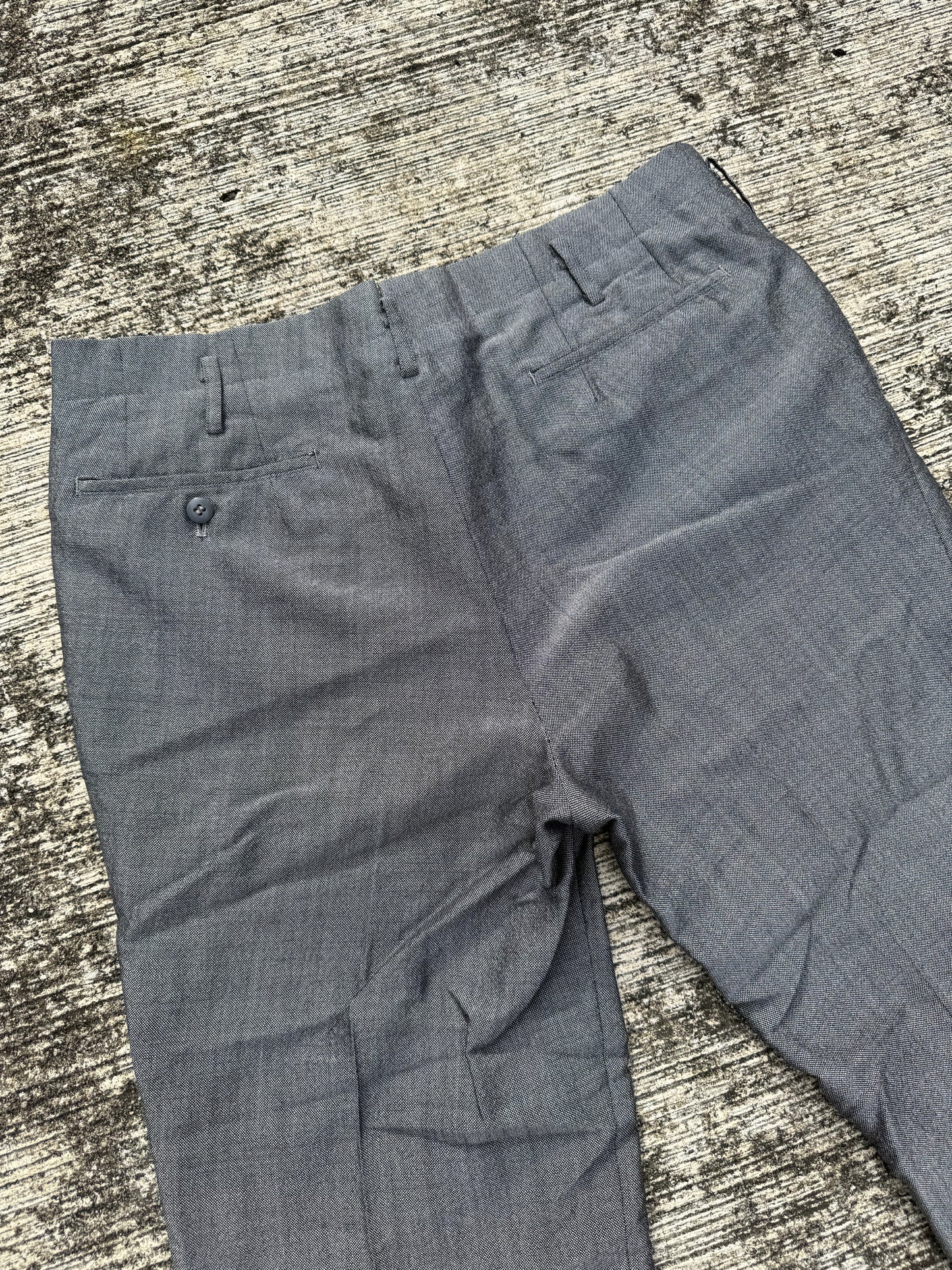 Vintage 1960s Grey Wool Blend Trousers Classic Straight Leg