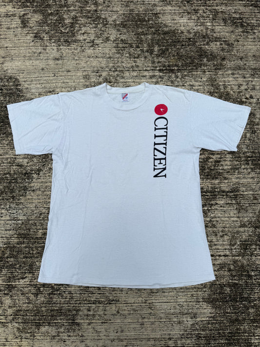Vintage 1990s Citizen Watch Promo T-Shirt White USA Made