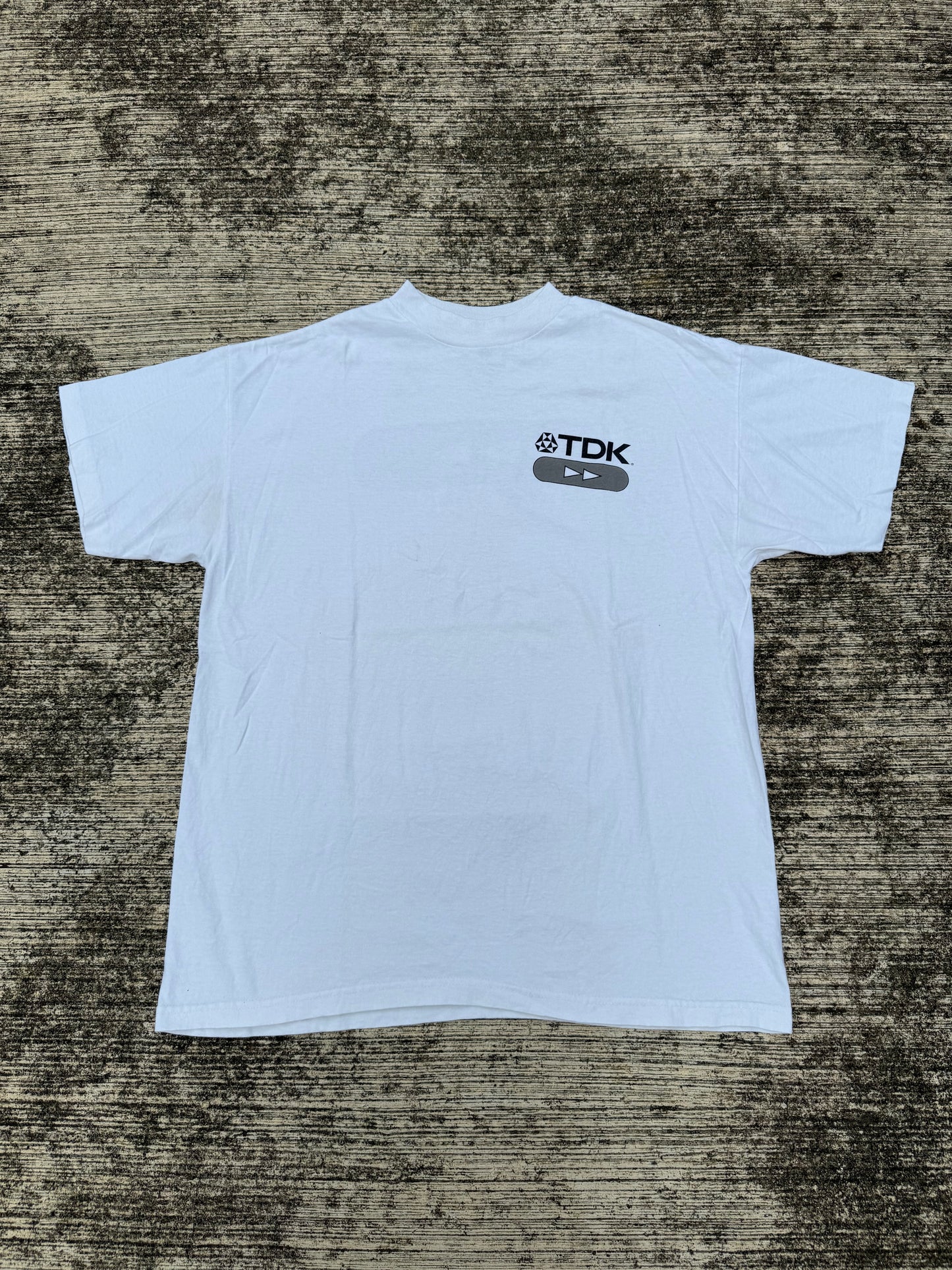 Vintage 90s TDK Fast Forward Promo T-Shirt Murina USA Cassette Tape VHS Tee