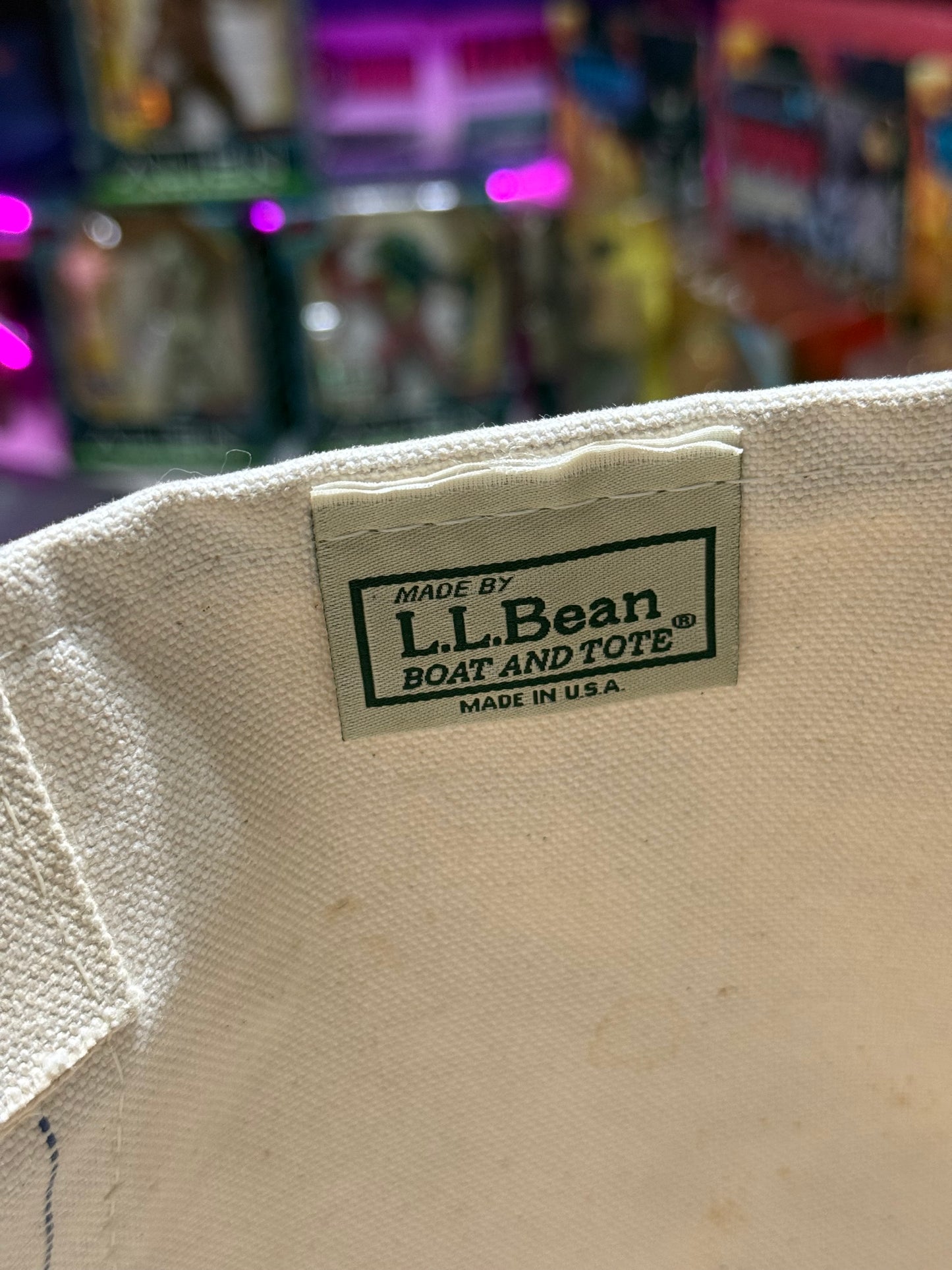 Vintage LL Bean Boat and Tote Canvas Bag Red Trim Small Size USA