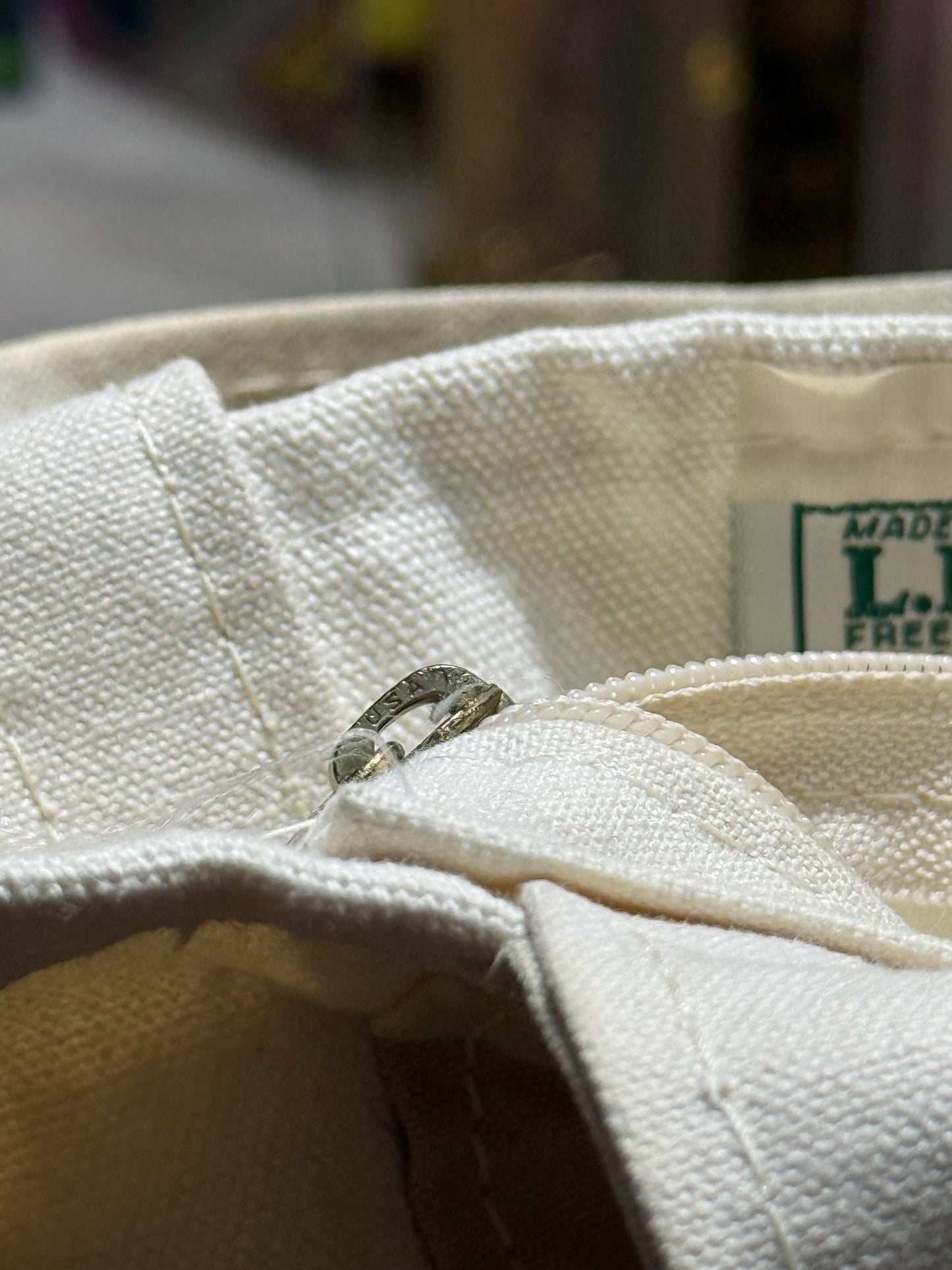 Vintage LL Bean Boat and Tote Canvas Bag Natural Green Trim Small USA