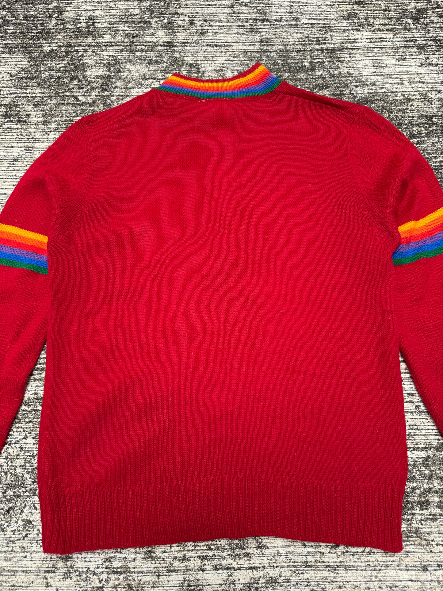 Vintage 1970s-80s Levis Rainbow Trim Henley Sweater