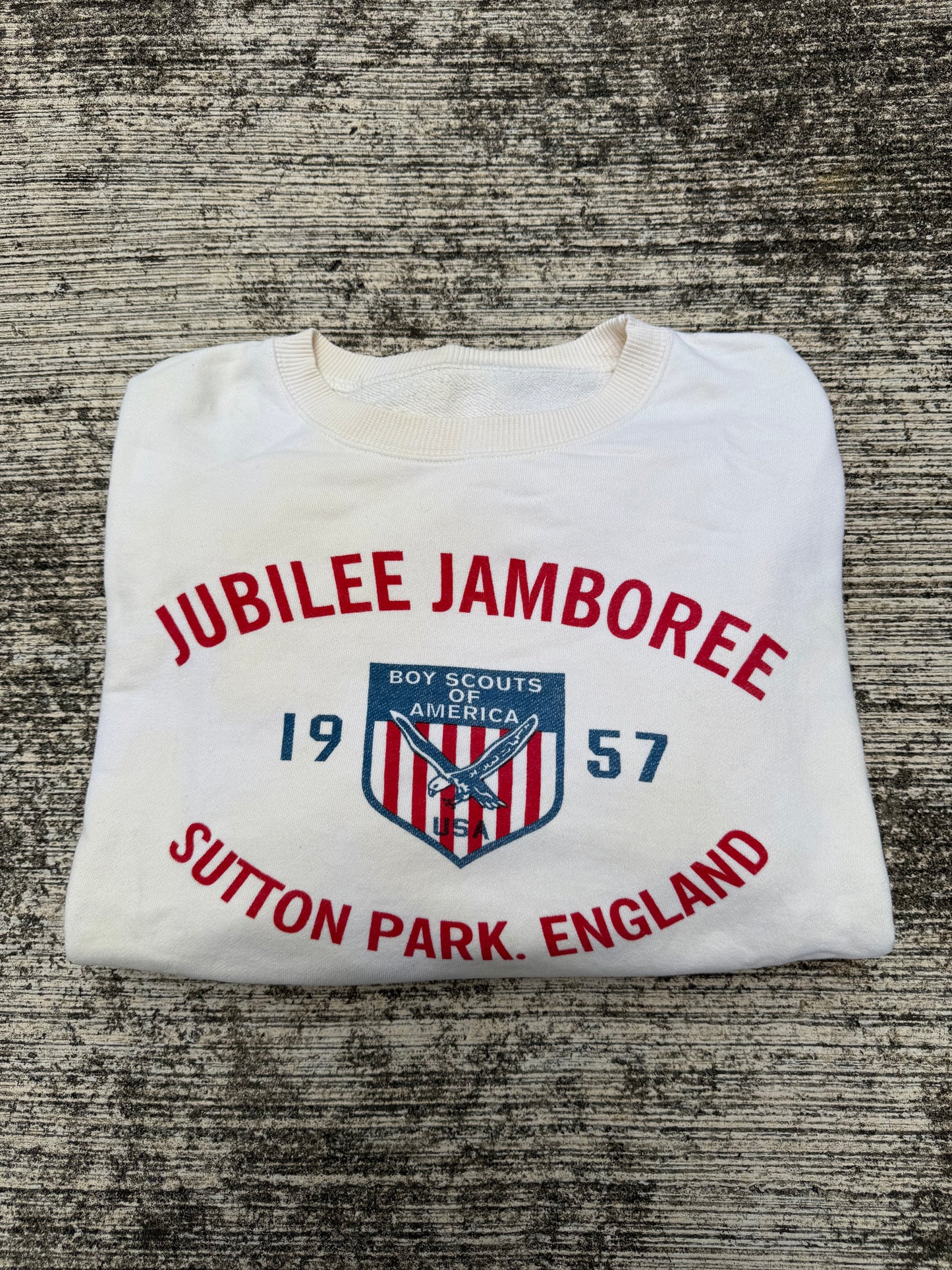 Vintage 1957 Boy Scouts Jubilee Jamboree Sweatshirt Sutton Park England