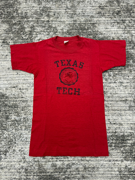 Vintage 1950s–60s Texas Tech Champion Running Man T-Shirt – Red Collegiate Tee