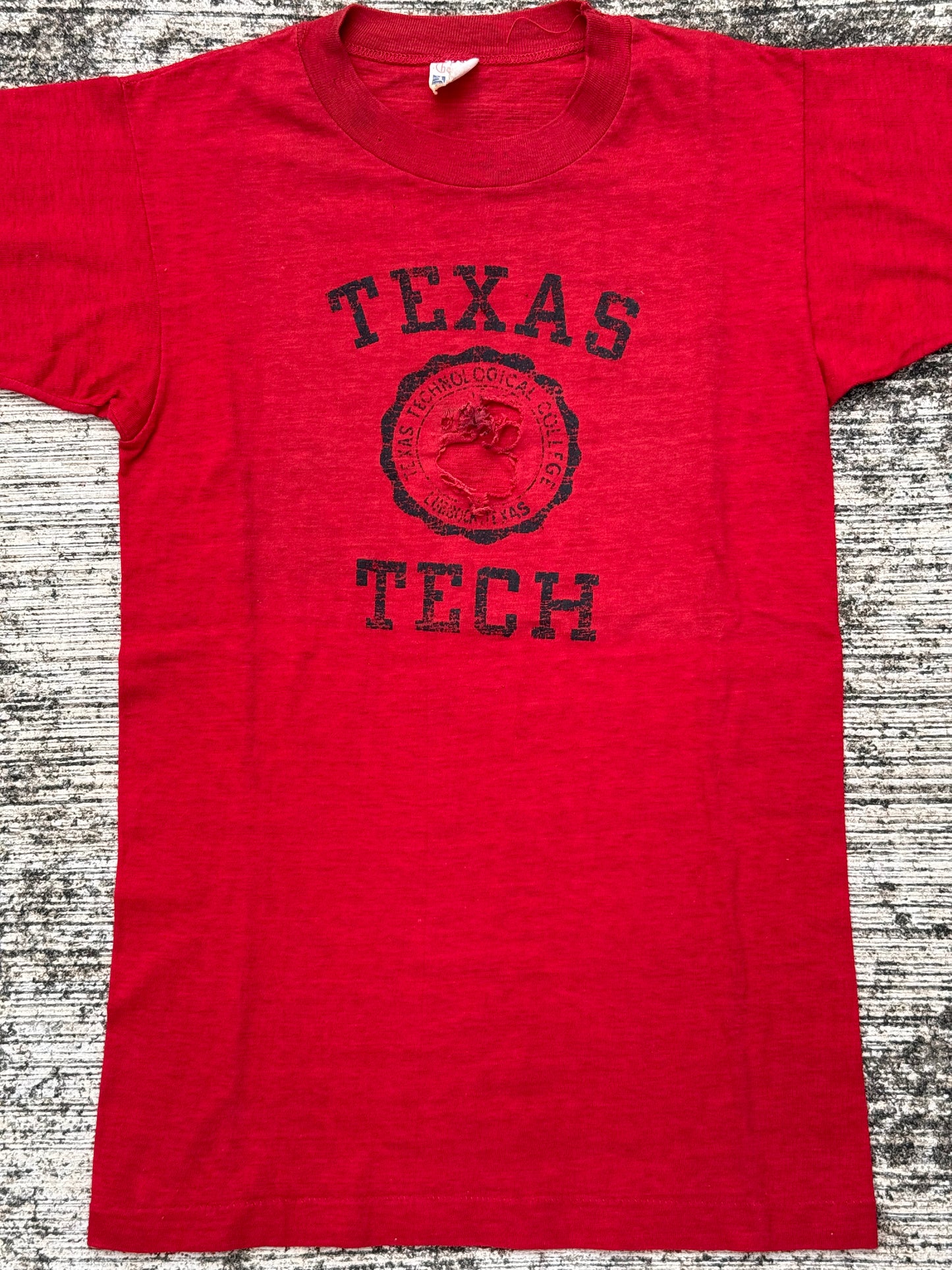 Vintage 1950s–60s Texas Tech Champion Running Man T-Shirt – Red Collegiate Tee