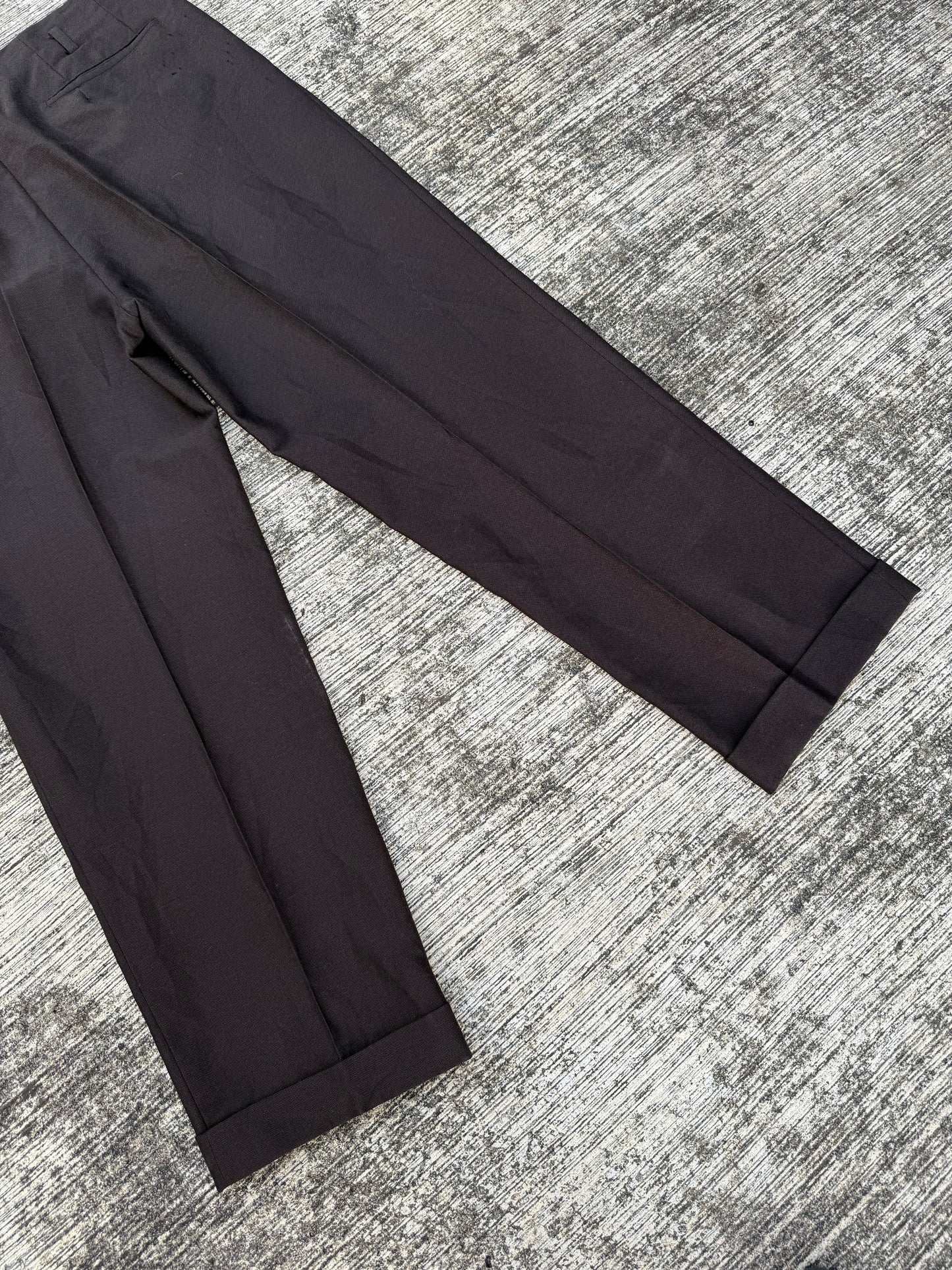 Vintage 1950s–60s Brown Gabardine Trousers European Tailoring