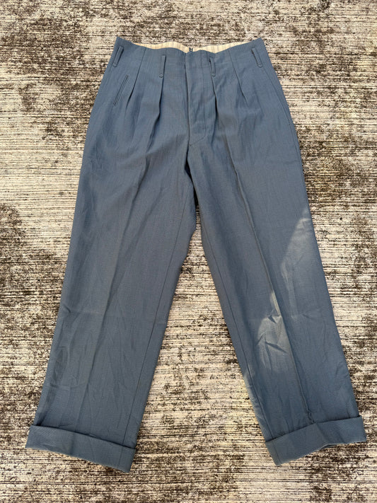 Rare 1940s–50s European Salt & Pepper Wool Trousers