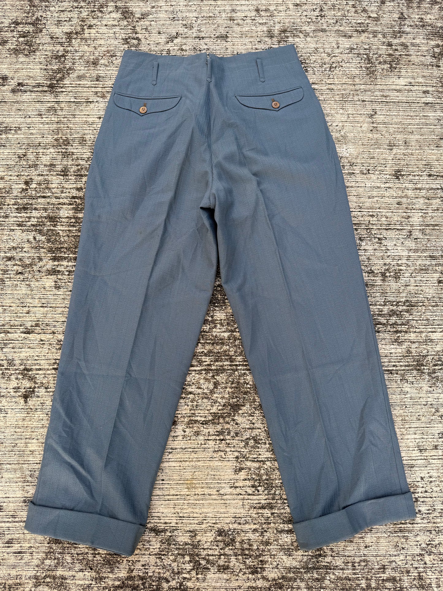 Rare 1940s–50s European Salt & Pepper Wool Trousers