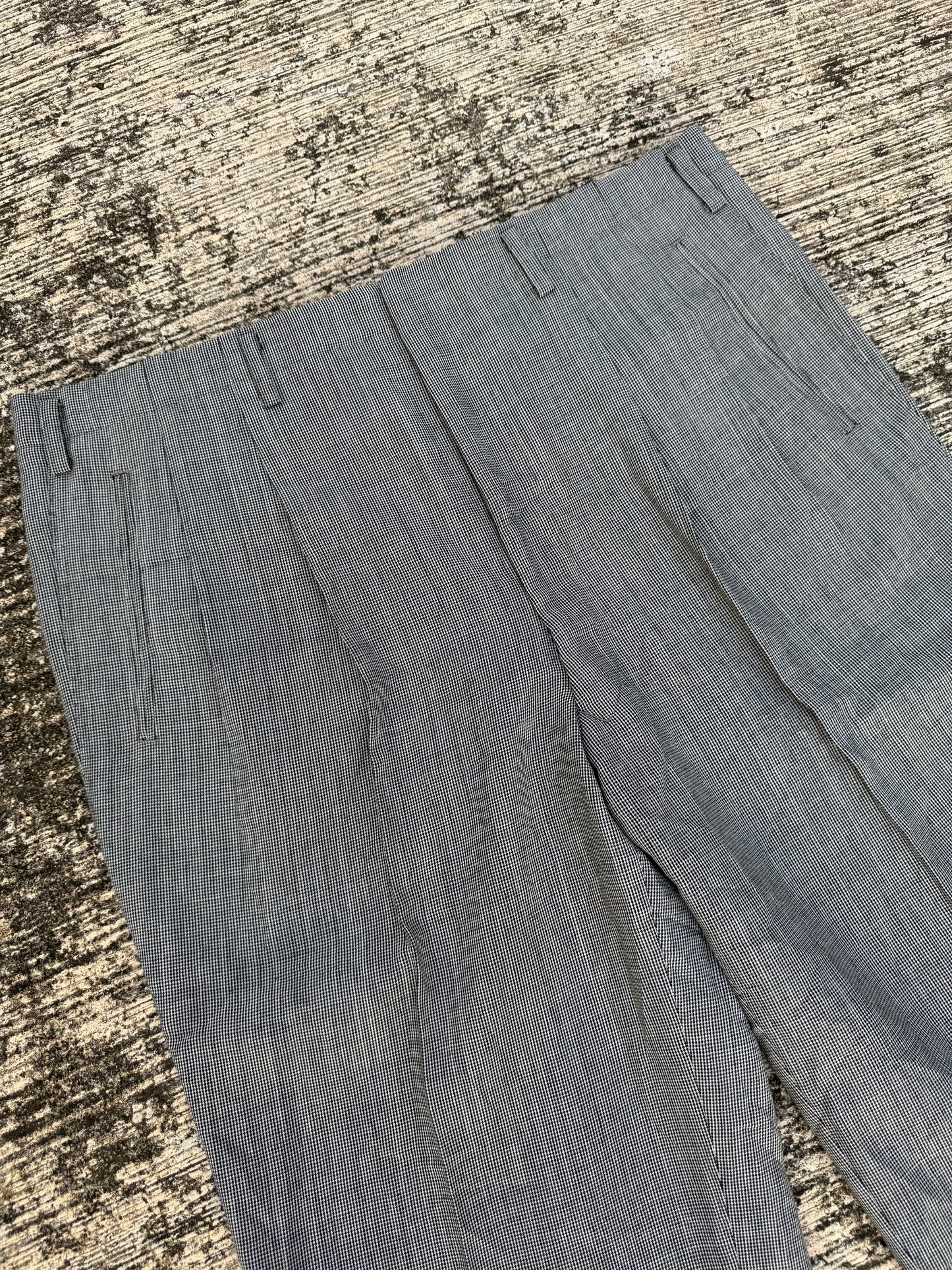 Vintage 1950s–60s Grey Houndstooth Trousers European Tailoring