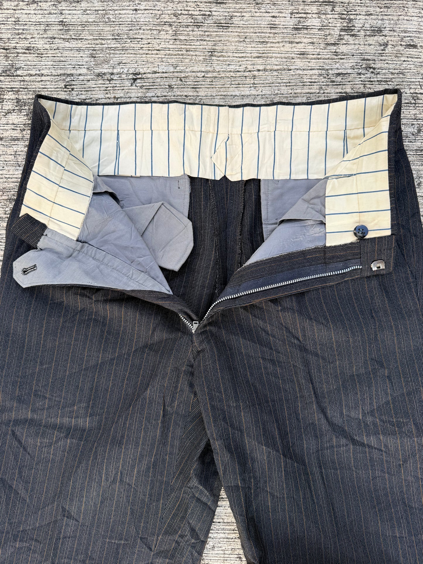Rare 1950s–60s Vintage Pinstripe Wool Trousers