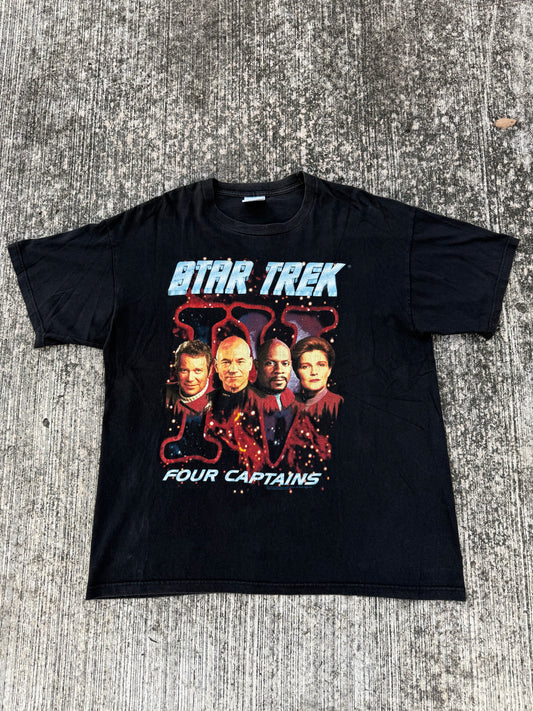 Vintage 1996 Star Trek Four Captains T-Shirt – Paramount Pictures Classic Sci-Fi Tee