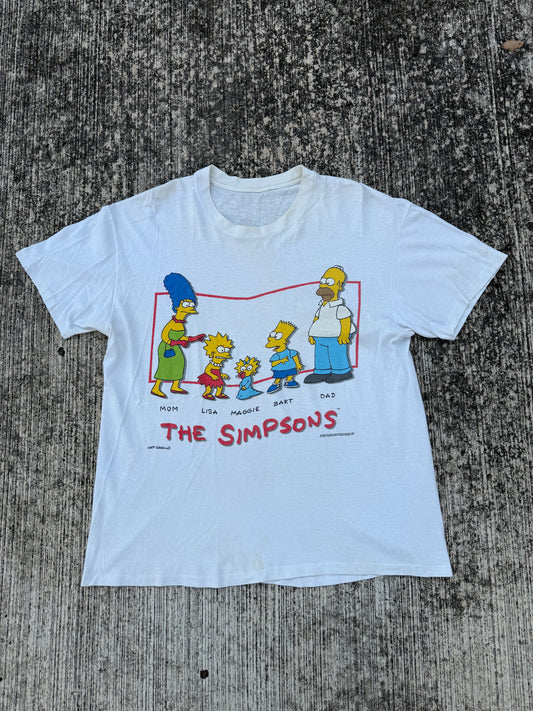 Vintage 1990 The Simpsons Family Graphic T-Shirt Matt Groening Rare Cartoon Tee