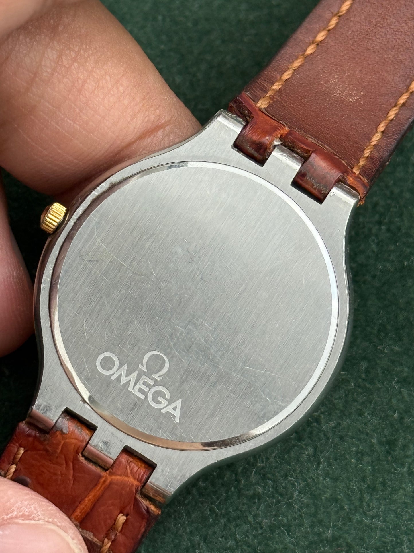 Vintage Omega De Ville Quartz Gold Dial Dress Watch