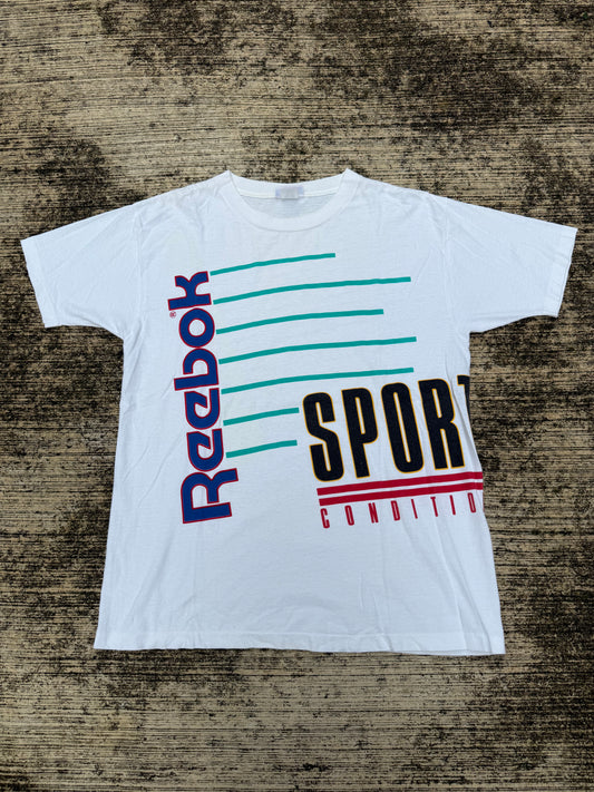 Vintage Reebok Sport Conditioning Tee Made in USA 90s White Graphic T-Shirt