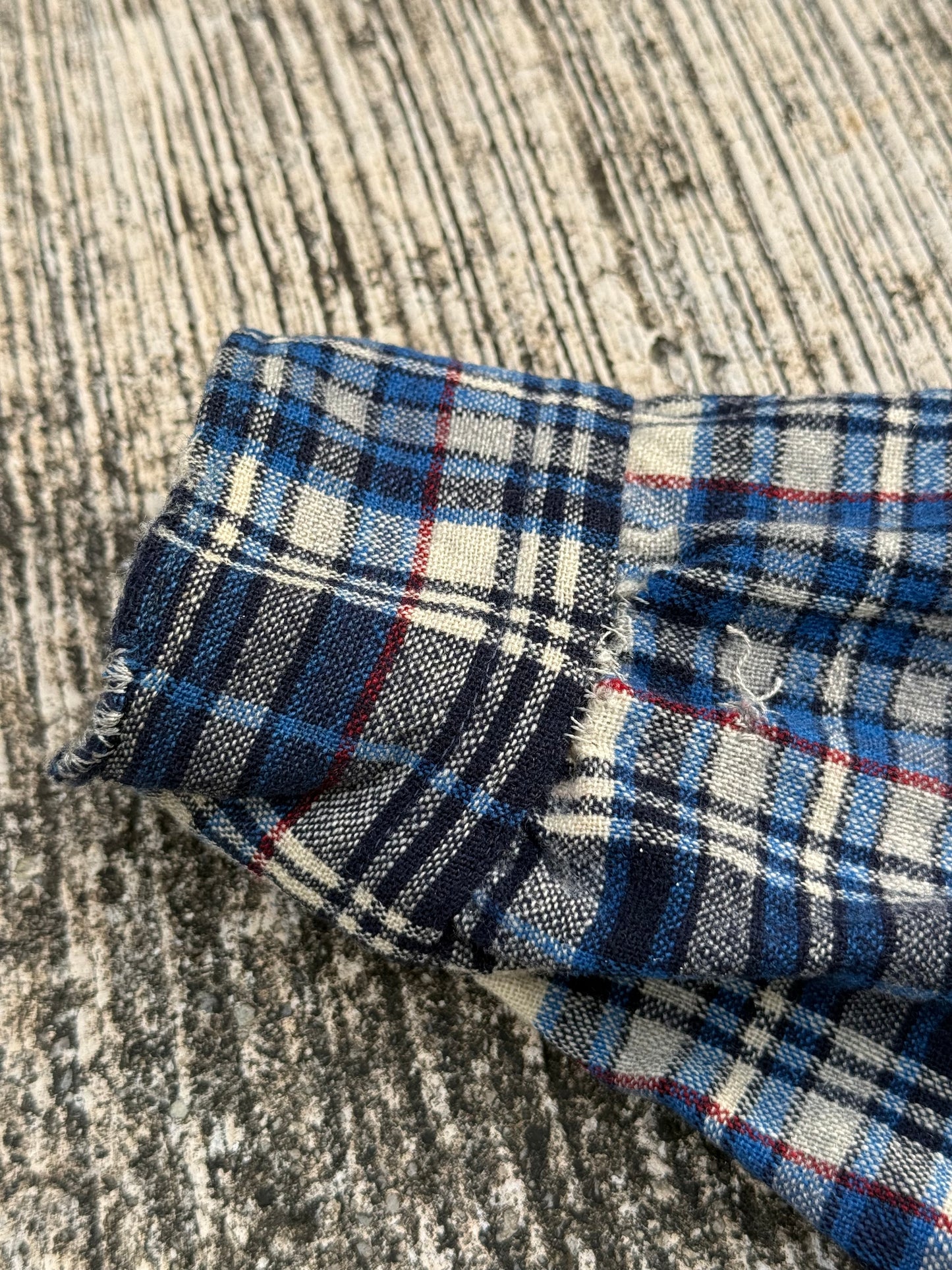 Vintage Pendleton Wool Plaid Shirt Navy Blue Cream USA Made