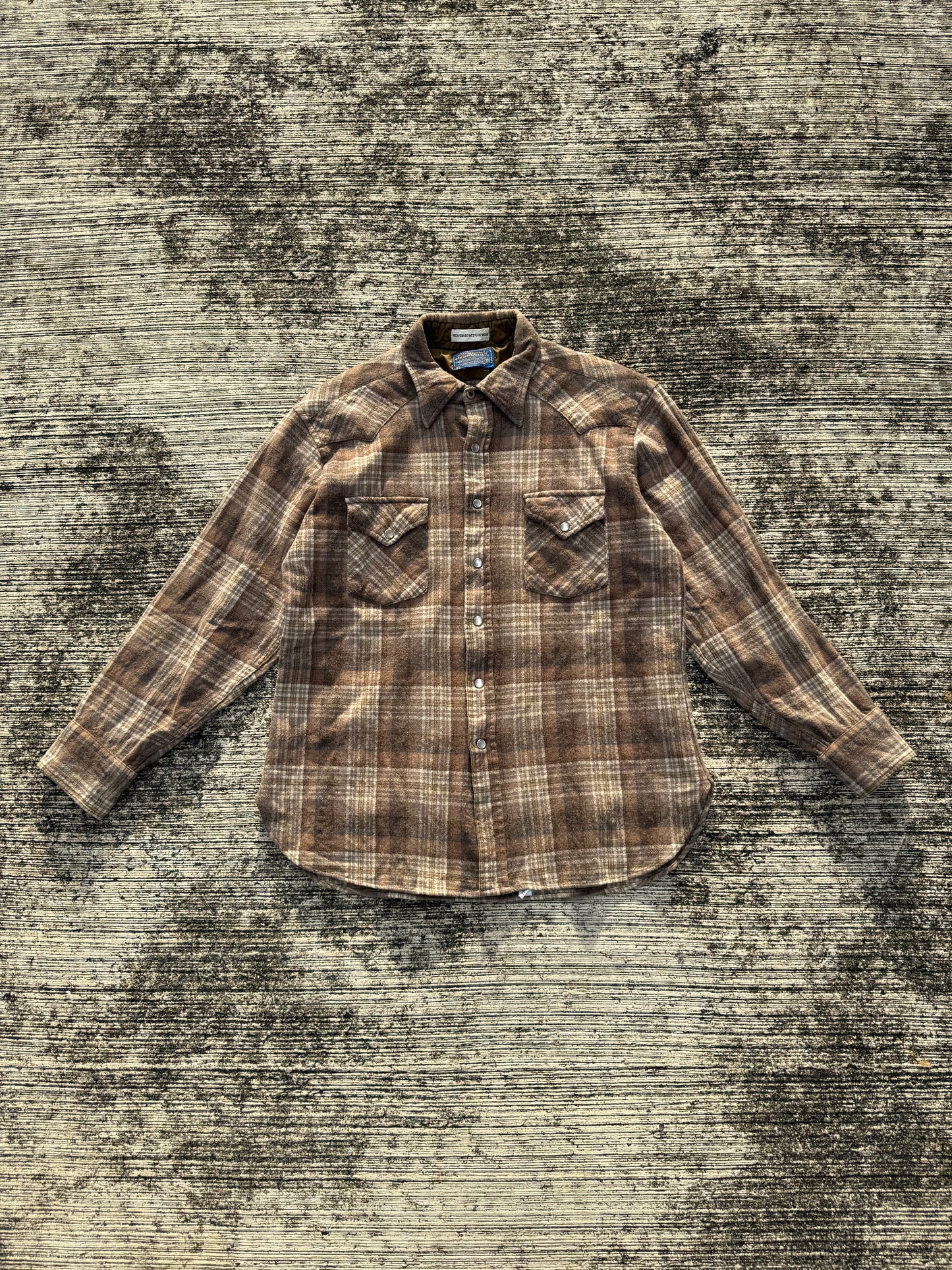 Vintage Pendleton High Grade Western Wear Wool Shirt Brown Plaid USA Made