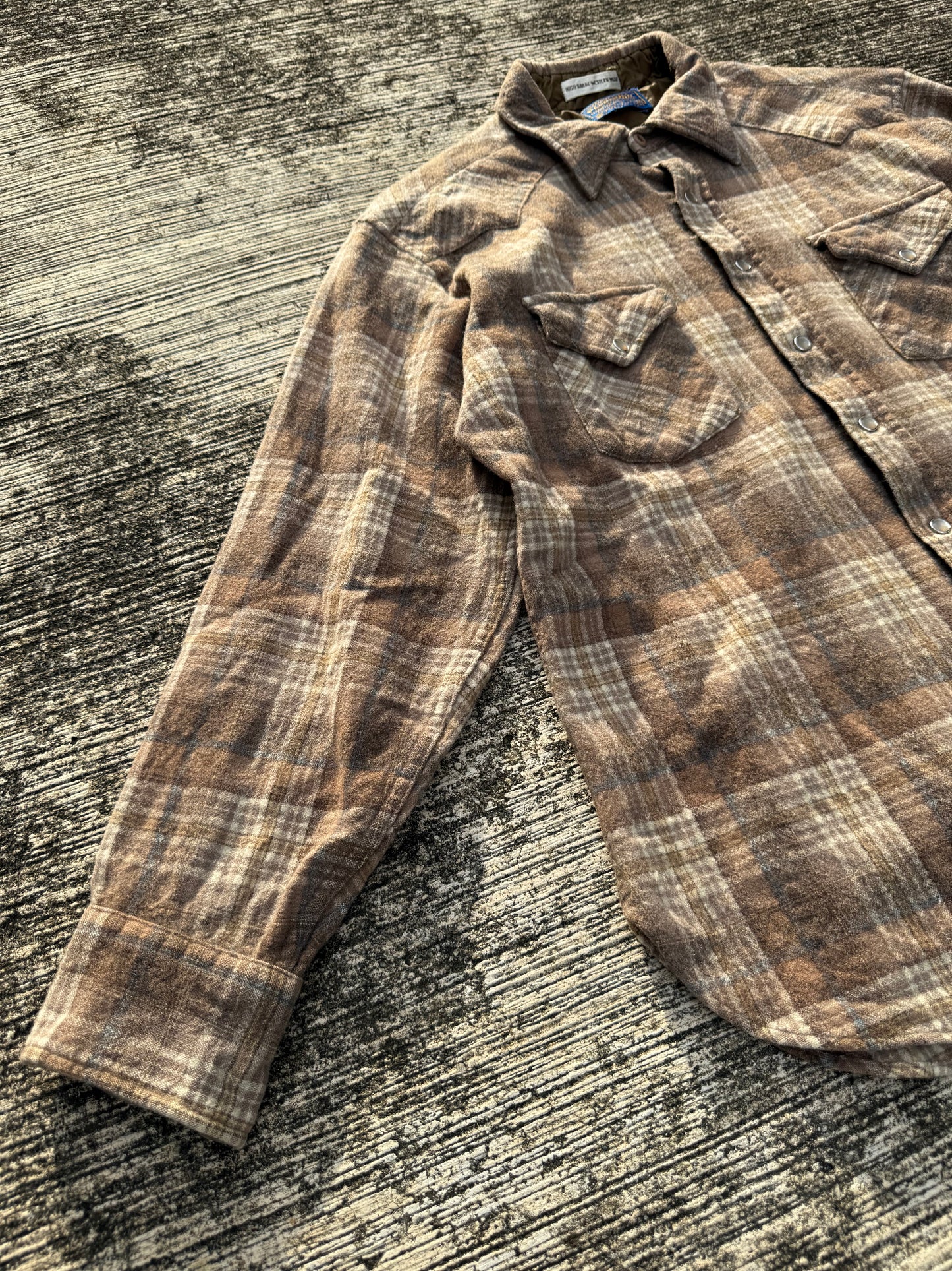 Vintage Pendleton High Grade Western Wear Wool Shirt Brown Plaid USA Made