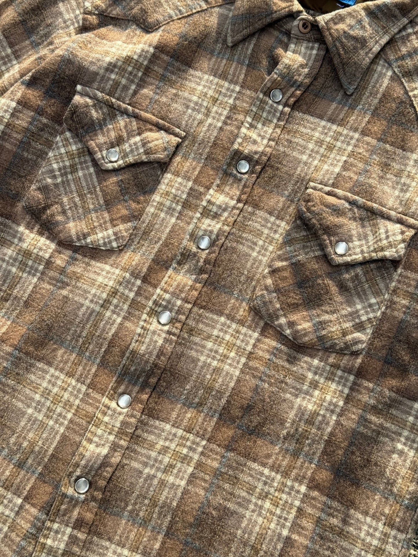 Vintage Pendleton High Grade Western Wear Wool Shirt Brown Plaid USA Made