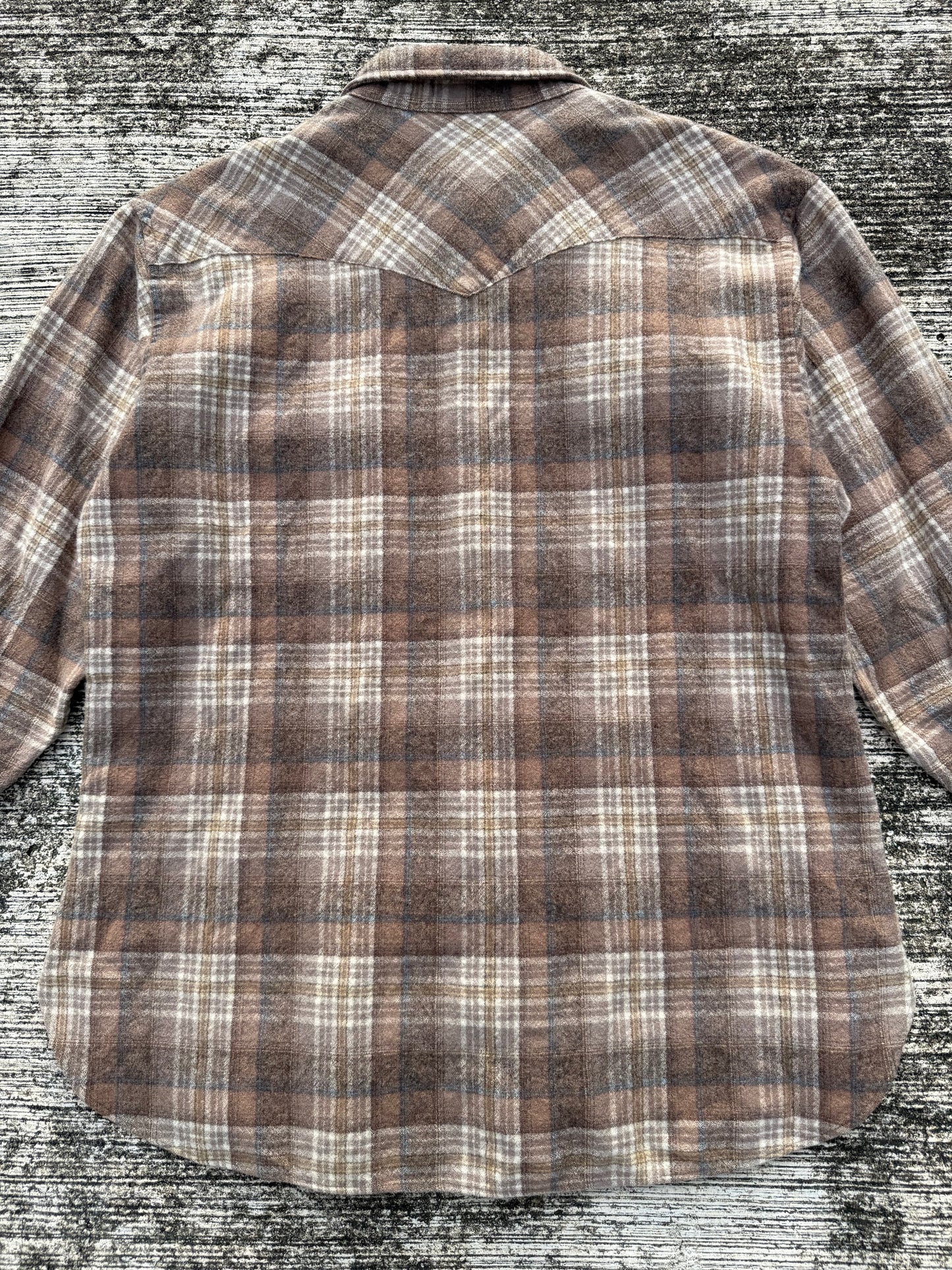 Vintage Pendleton High Grade Western Wear Wool Shirt Brown Plaid USA Made