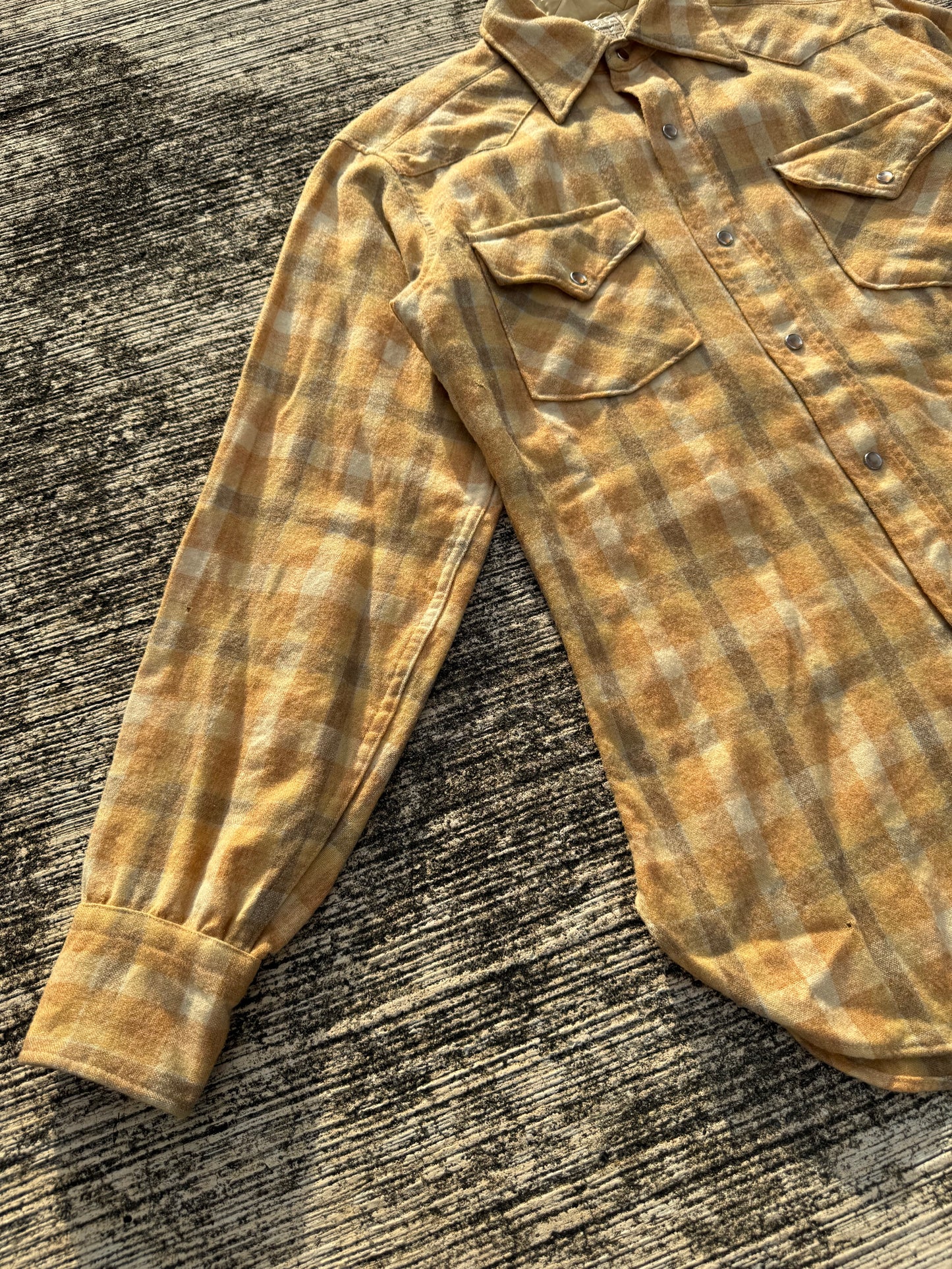 Vintage Pendleton High Grade Western Wear Wool Plaid Shirt Yellow Camel USA Made