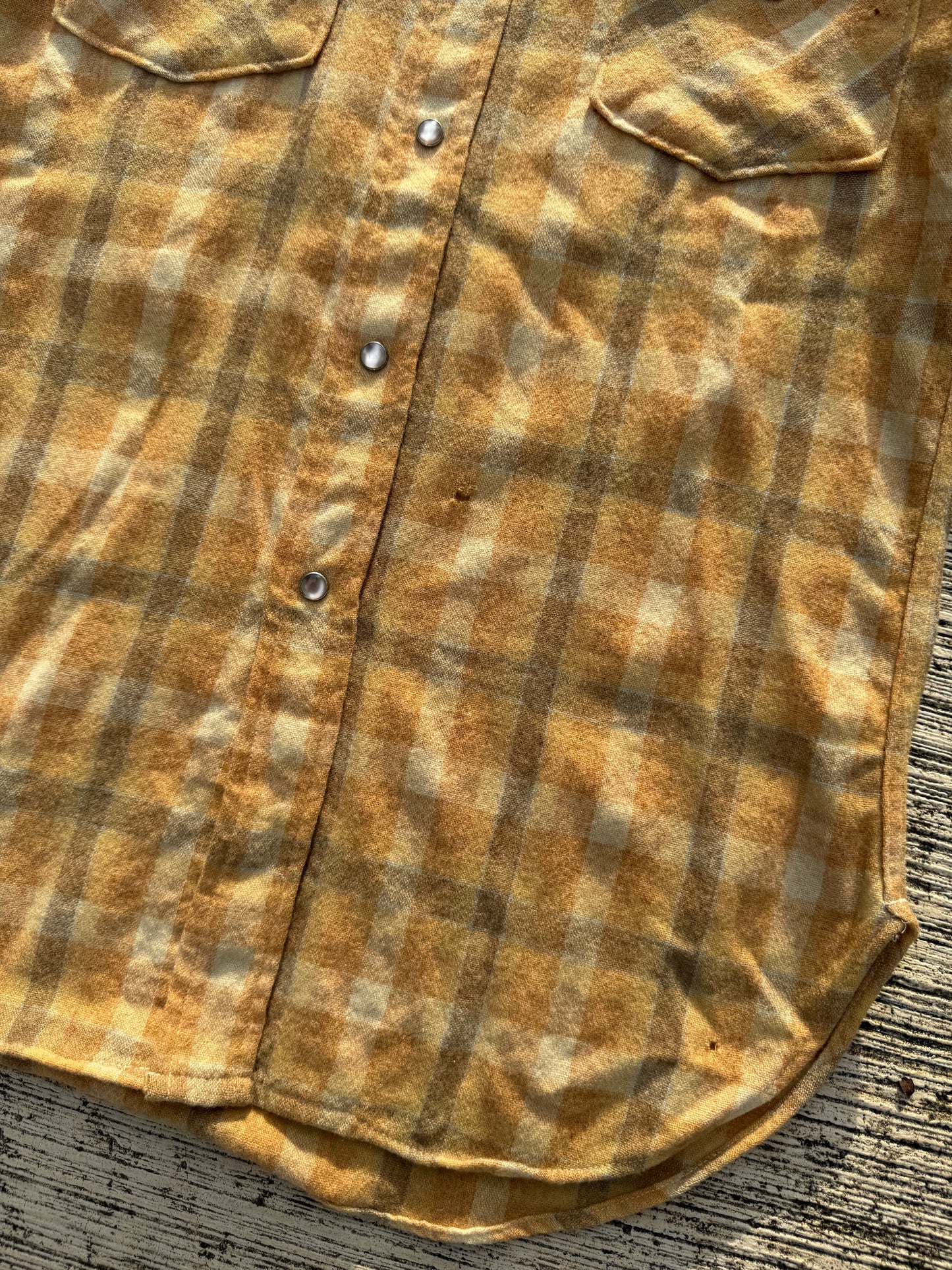 Vintage Pendleton High Grade Western Wear Wool Plaid Shirt Yellow Camel USA Made