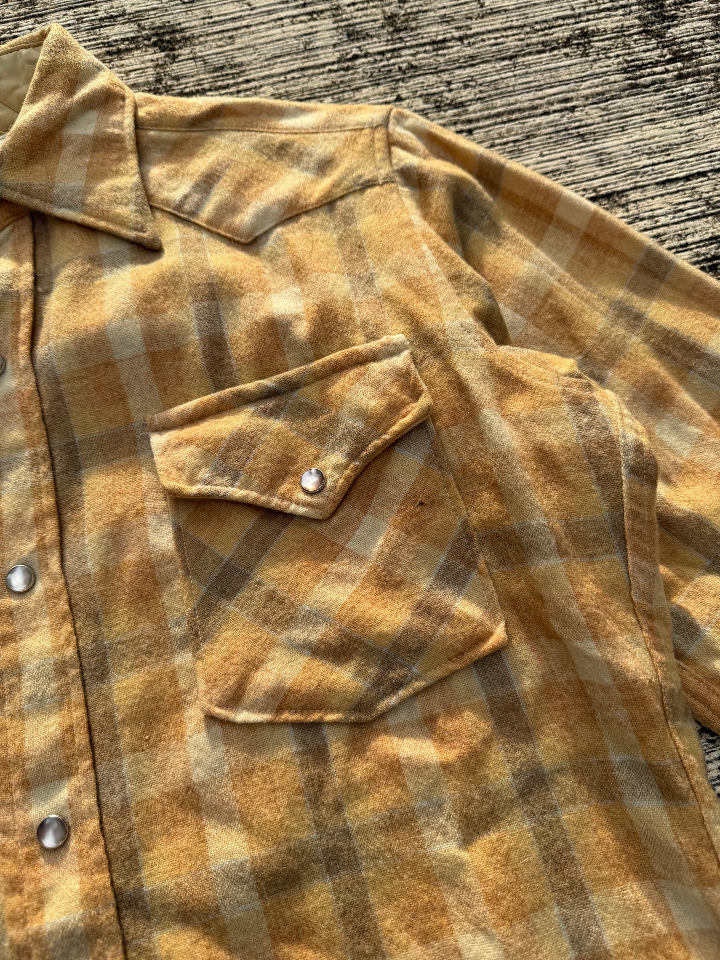 Vintage Pendleton High Grade Western Wear Wool Plaid Shirt Yellow Camel USA Made