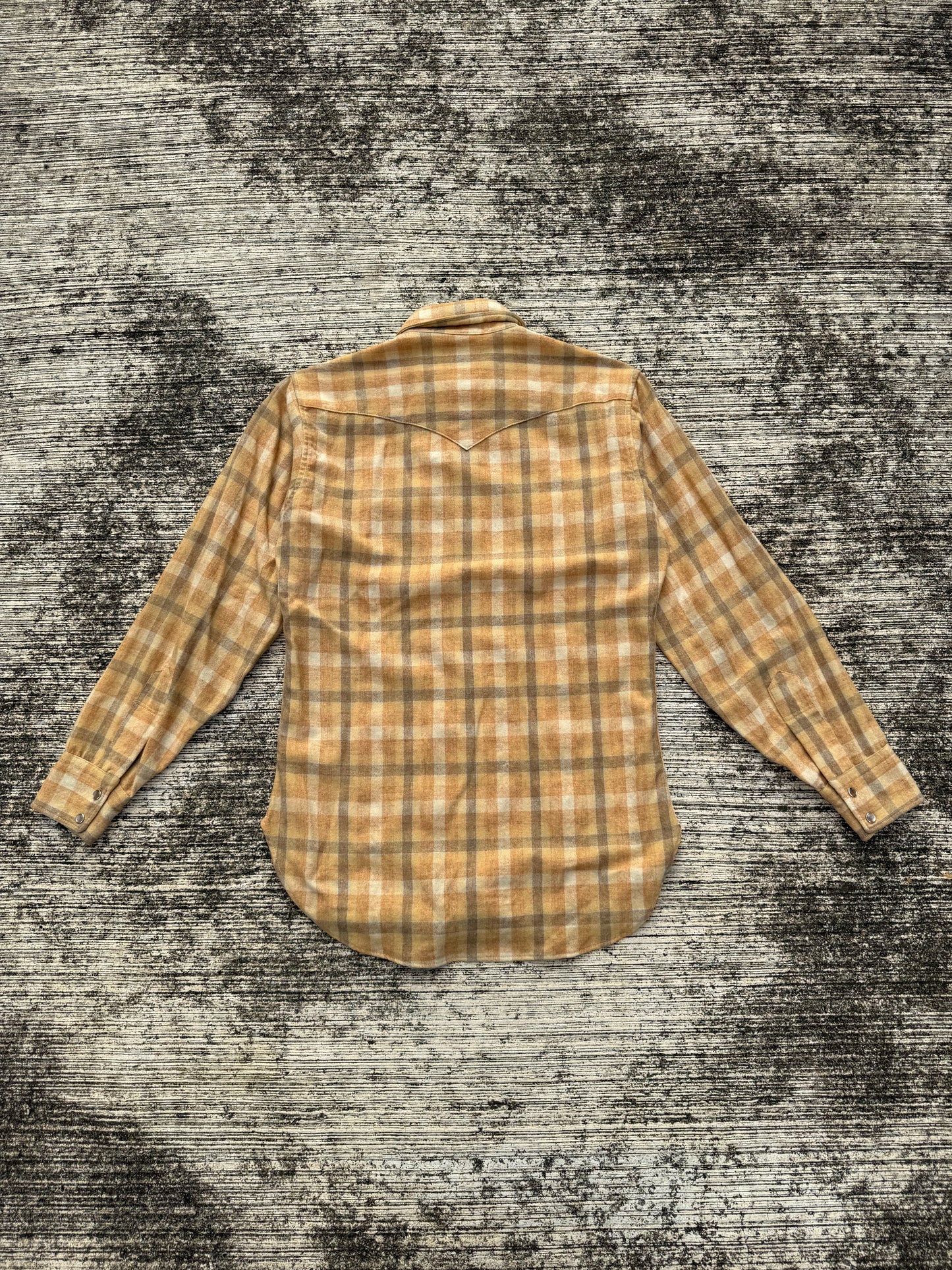 Vintage Pendleton High Grade Western Wear Wool Plaid Shirt Yellow Camel USA Made