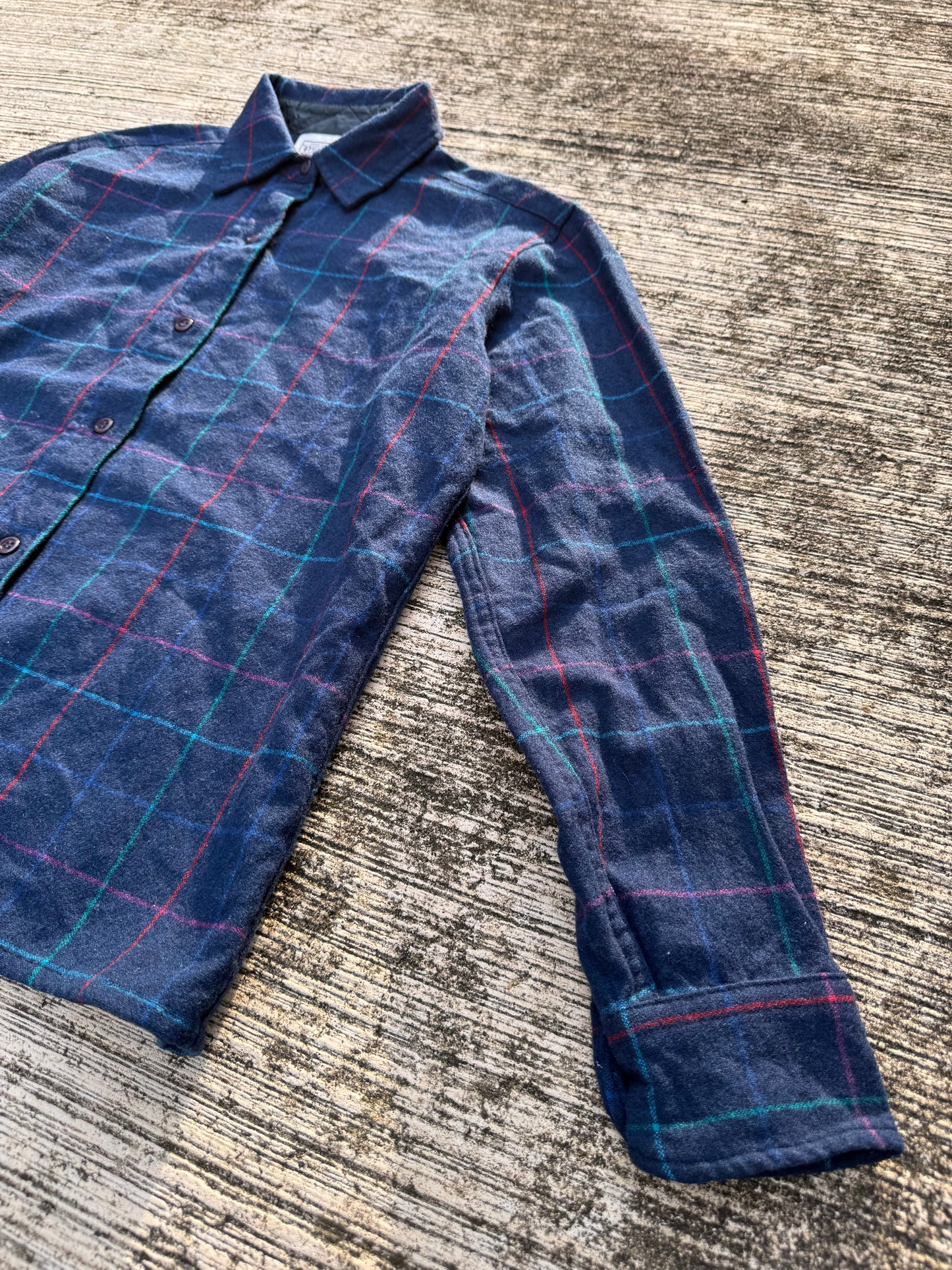 Vintage Pendleton Wool Flannel Shirt Navy Check Plaid USA Made