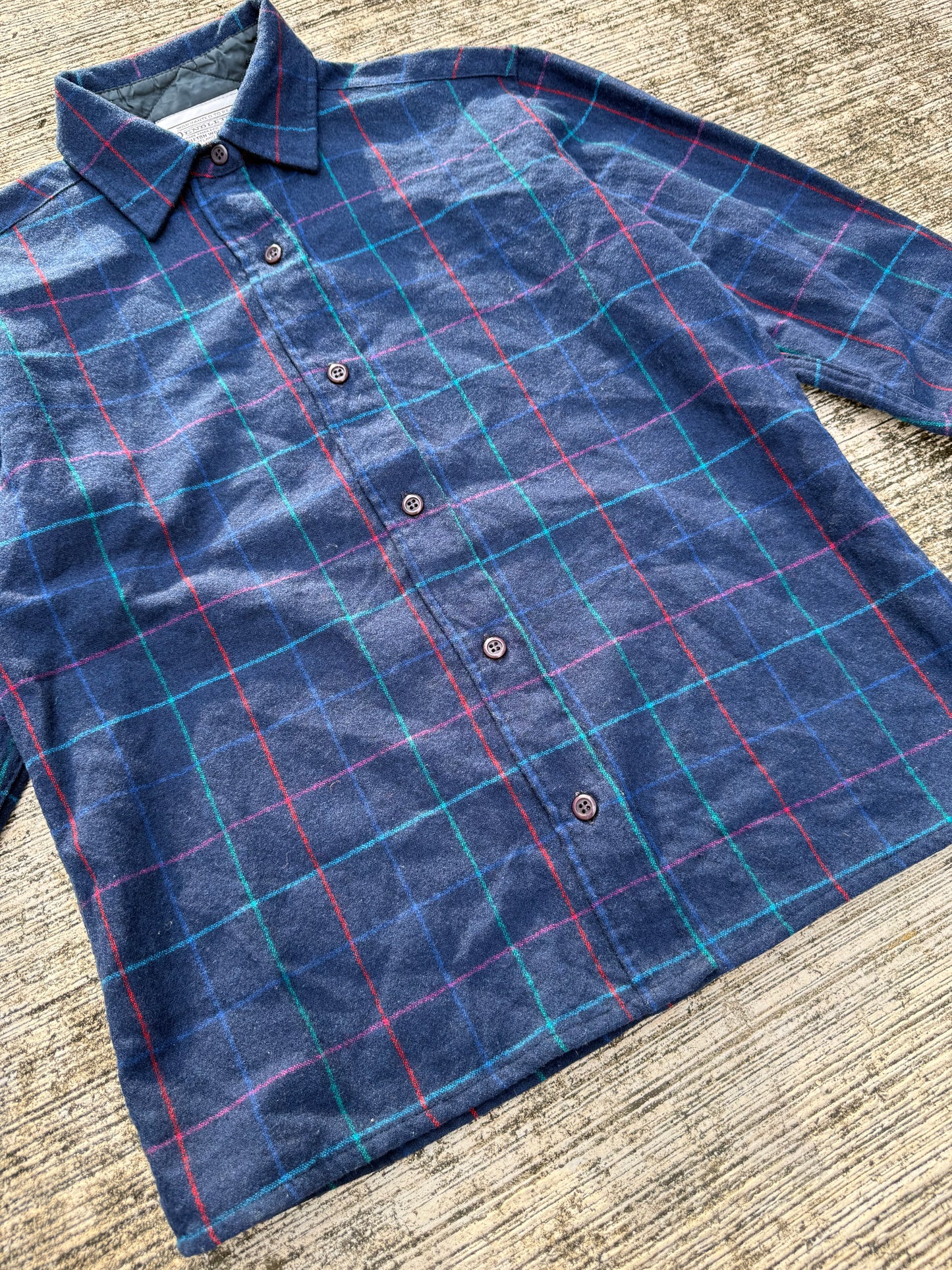Vintage Pendleton Wool Flannel Shirt Navy Check Plaid USA Made