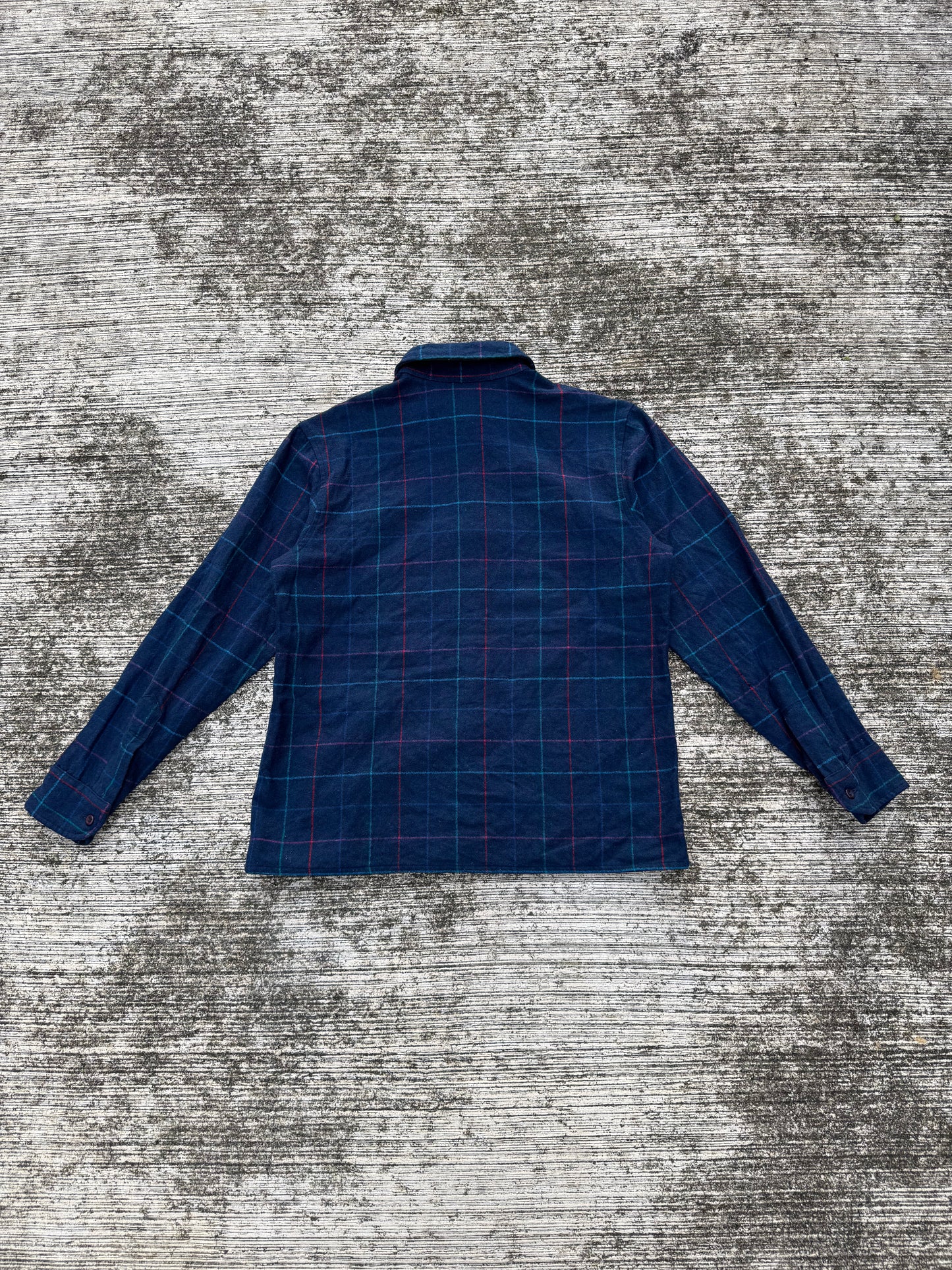 Vintage Pendleton Wool Flannel Shirt Navy Check Plaid USA Made