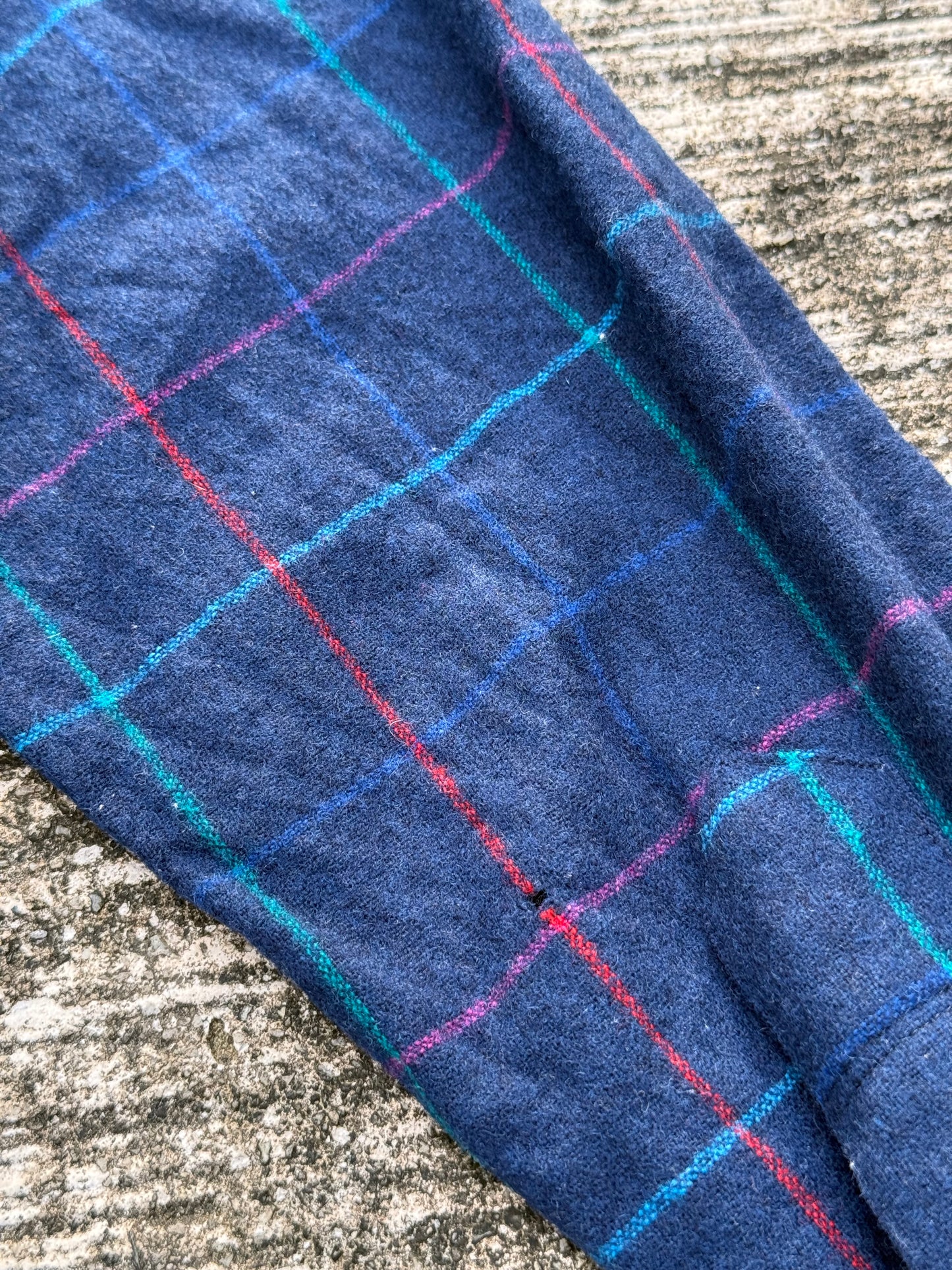 Vintage Pendleton Wool Flannel Shirt Navy Check Plaid USA Made