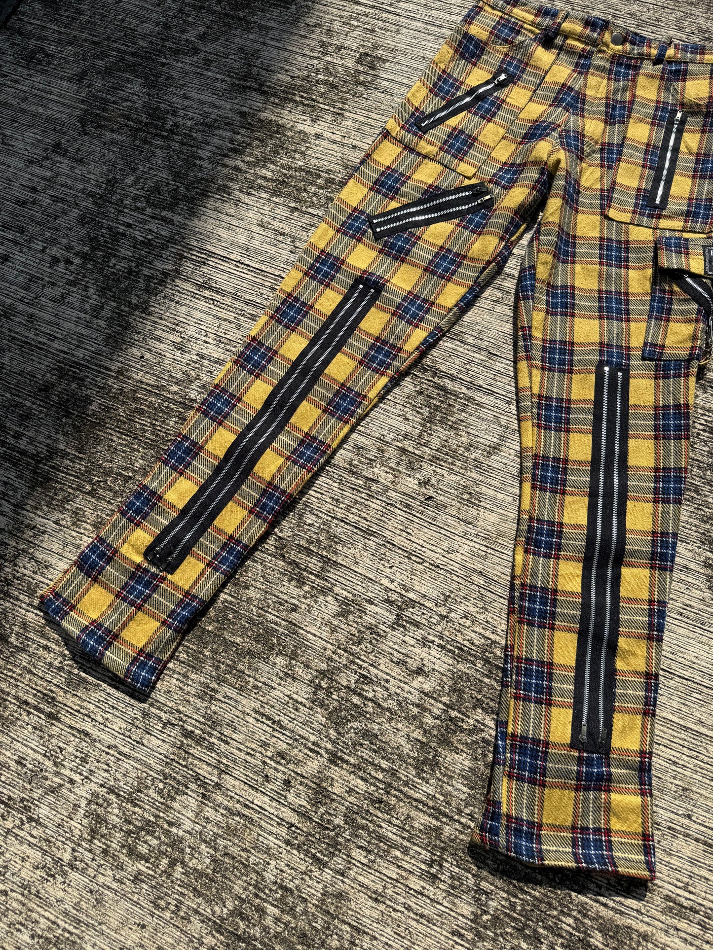 Vintage Tiger of London Yellow Tartan Punk Zip Pants