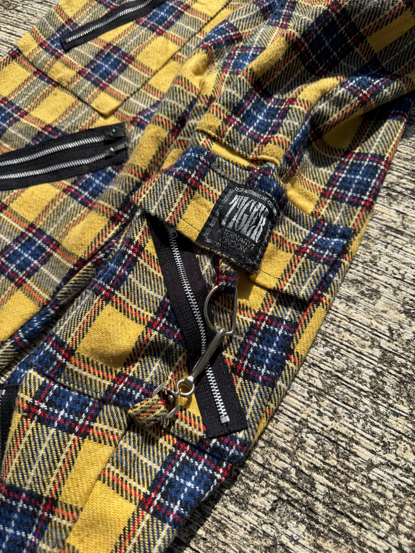 Vintage Tiger of London Yellow Tartan Punk Zip Pants