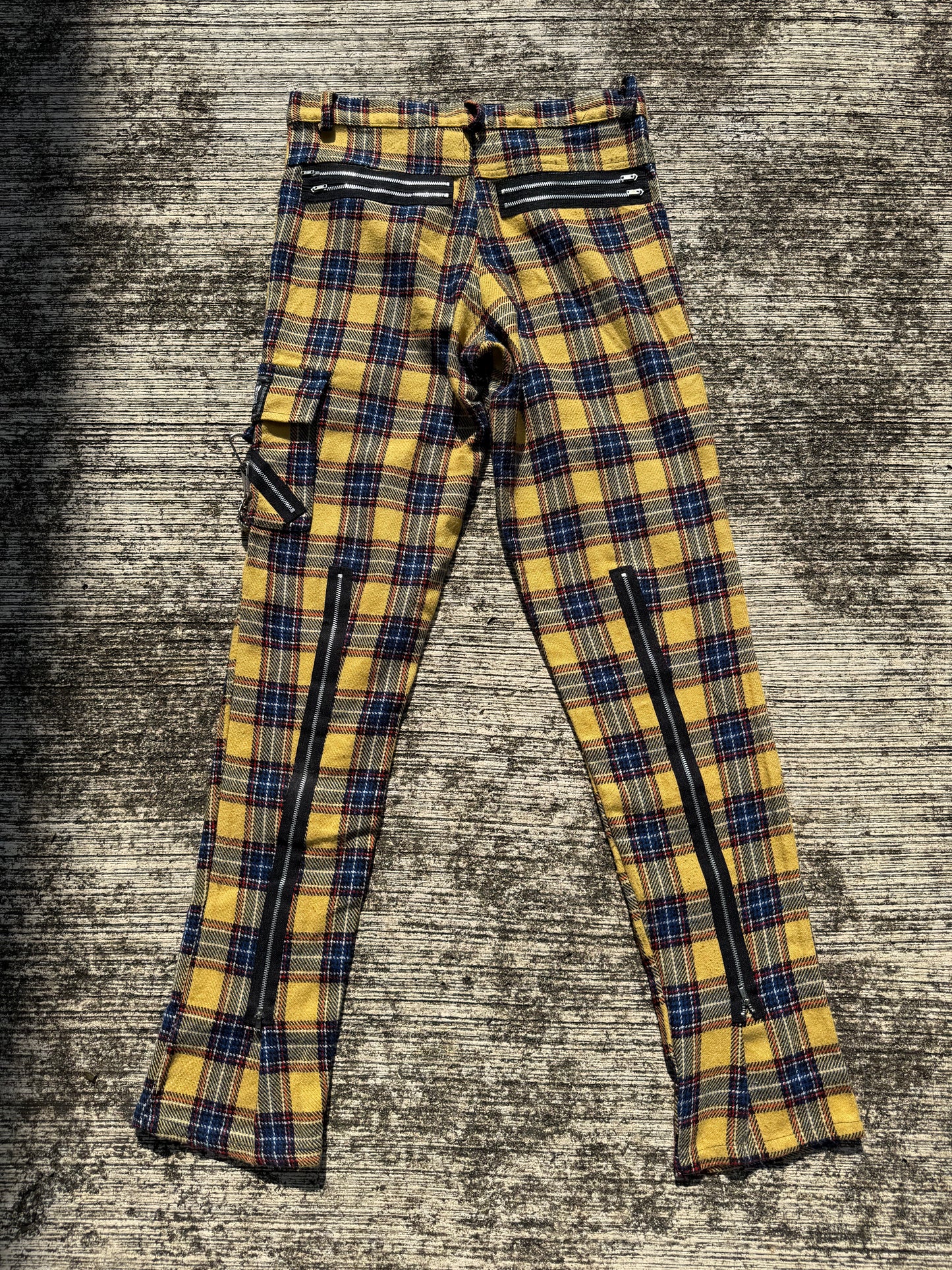 Vintage Tiger of London Yellow Tartan Punk Zip Pants