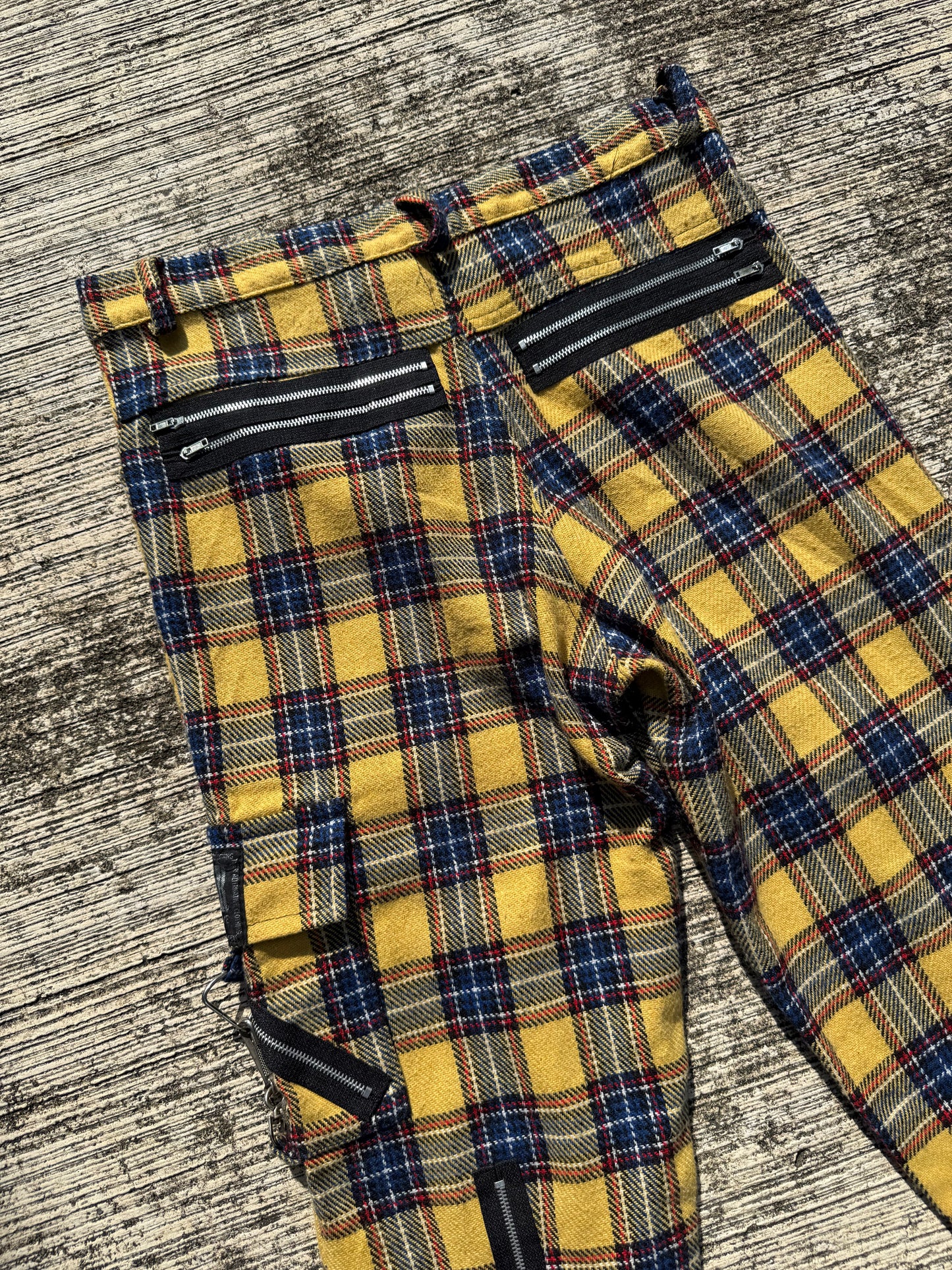 Vintage Tiger of London Yellow Tartan Punk Zip Pants