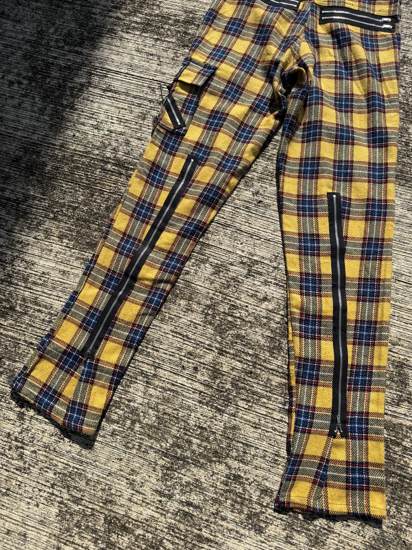 Vintage Tiger of London Yellow Tartan Punk Zip Pants