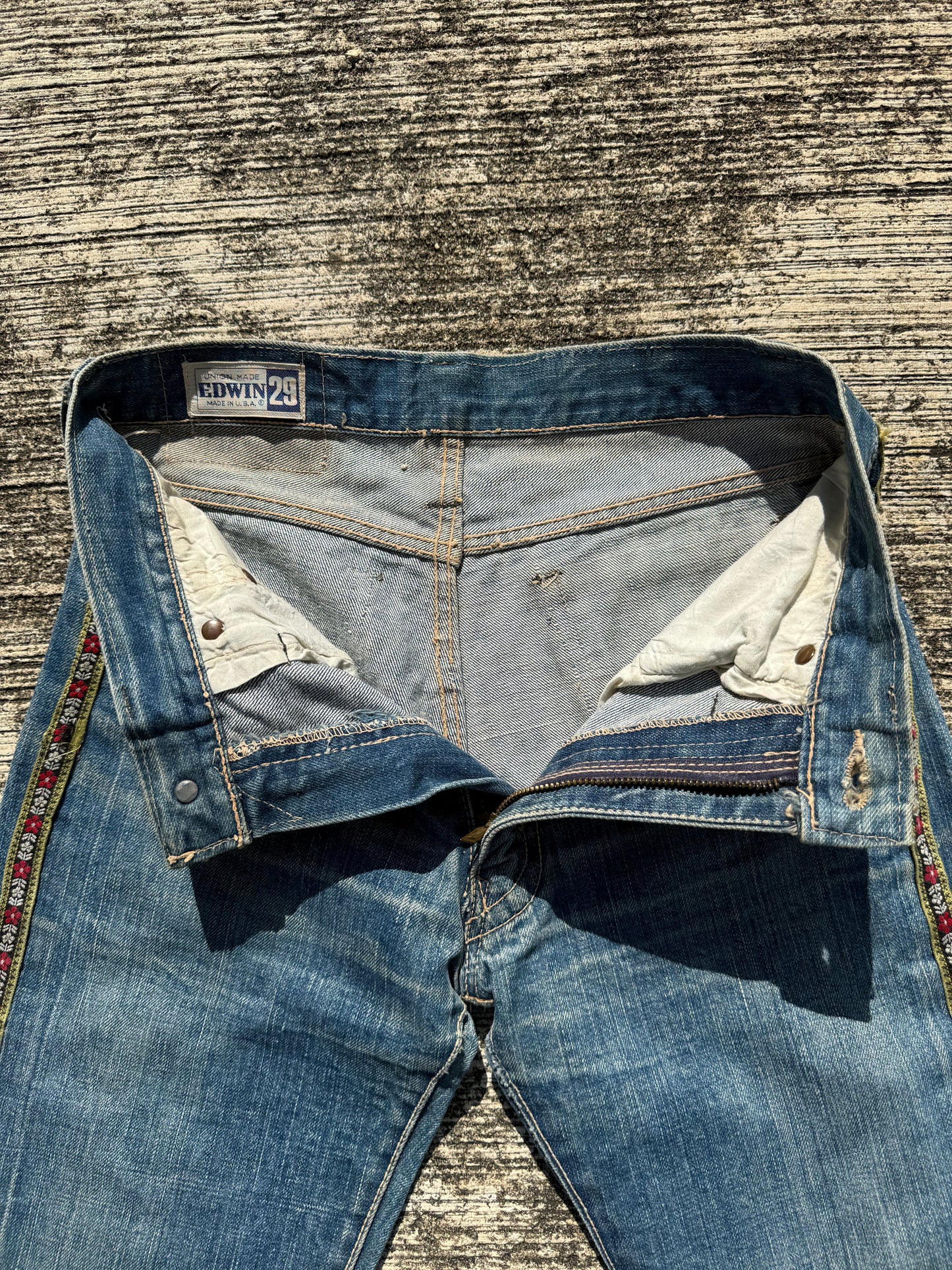 Vintage Edwin Selvedge Jeans with Side Embroidered Trim