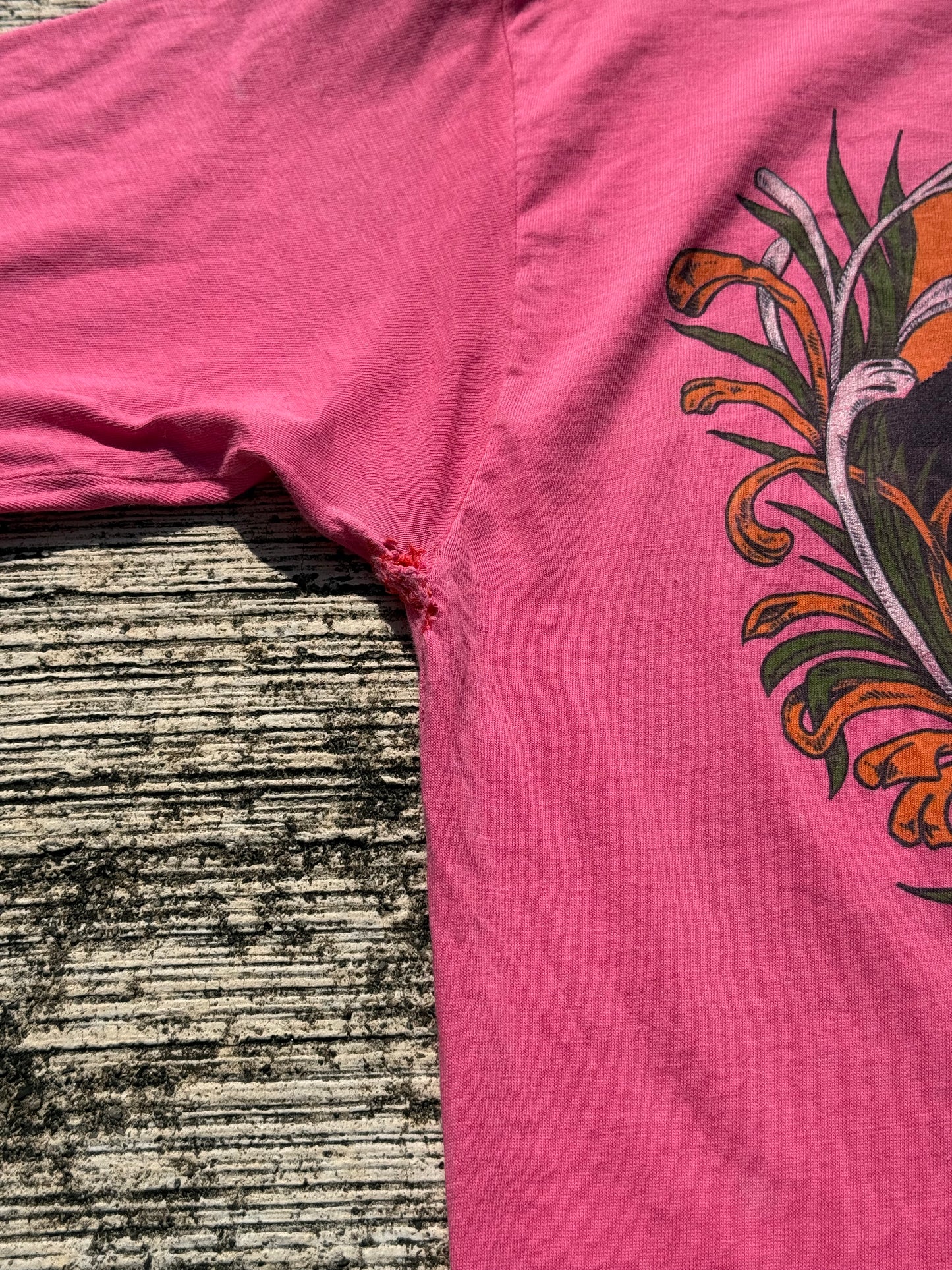 Vintage 70s–80s Designs Alive Surf Sunset Pocket Tee Pink Single Stitch USA