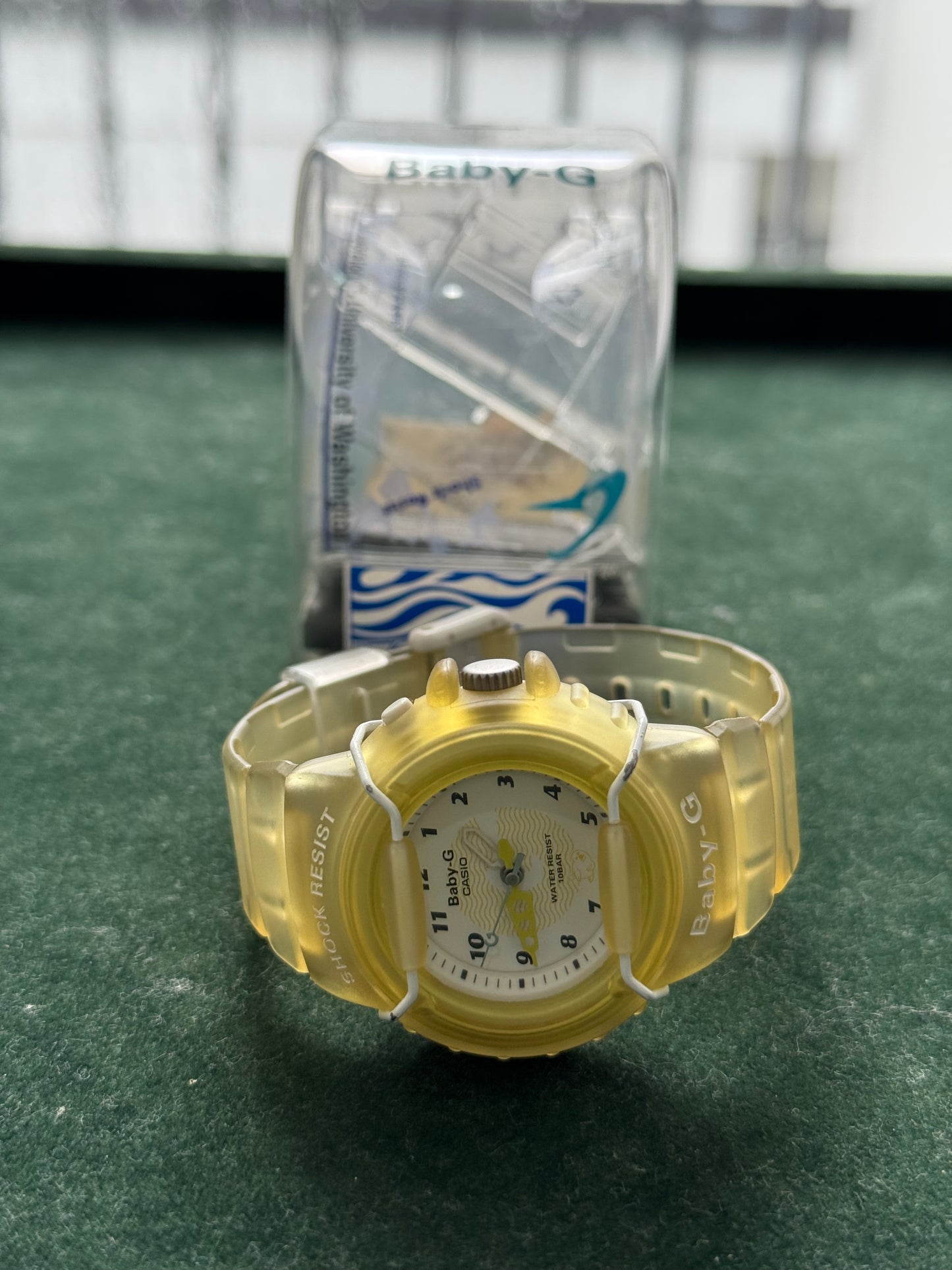 Vintage 1990s Casio Baby-G BG-11 “Air Sea Ice Project” Yellow Transparent Watch