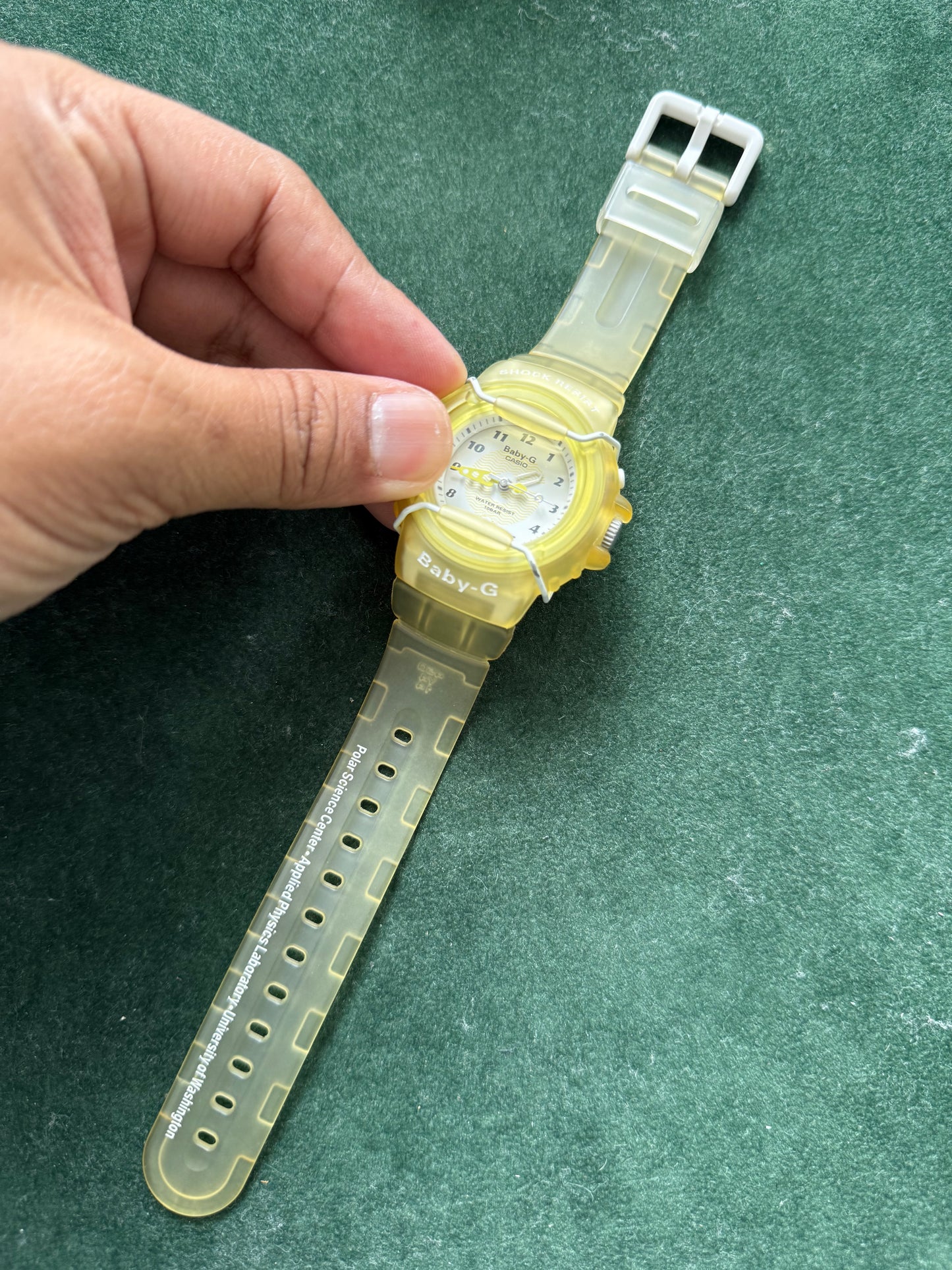 Vintage 1990s Casio Baby-G BG-11 “Air Sea Ice Project” Yellow Transparent Watch