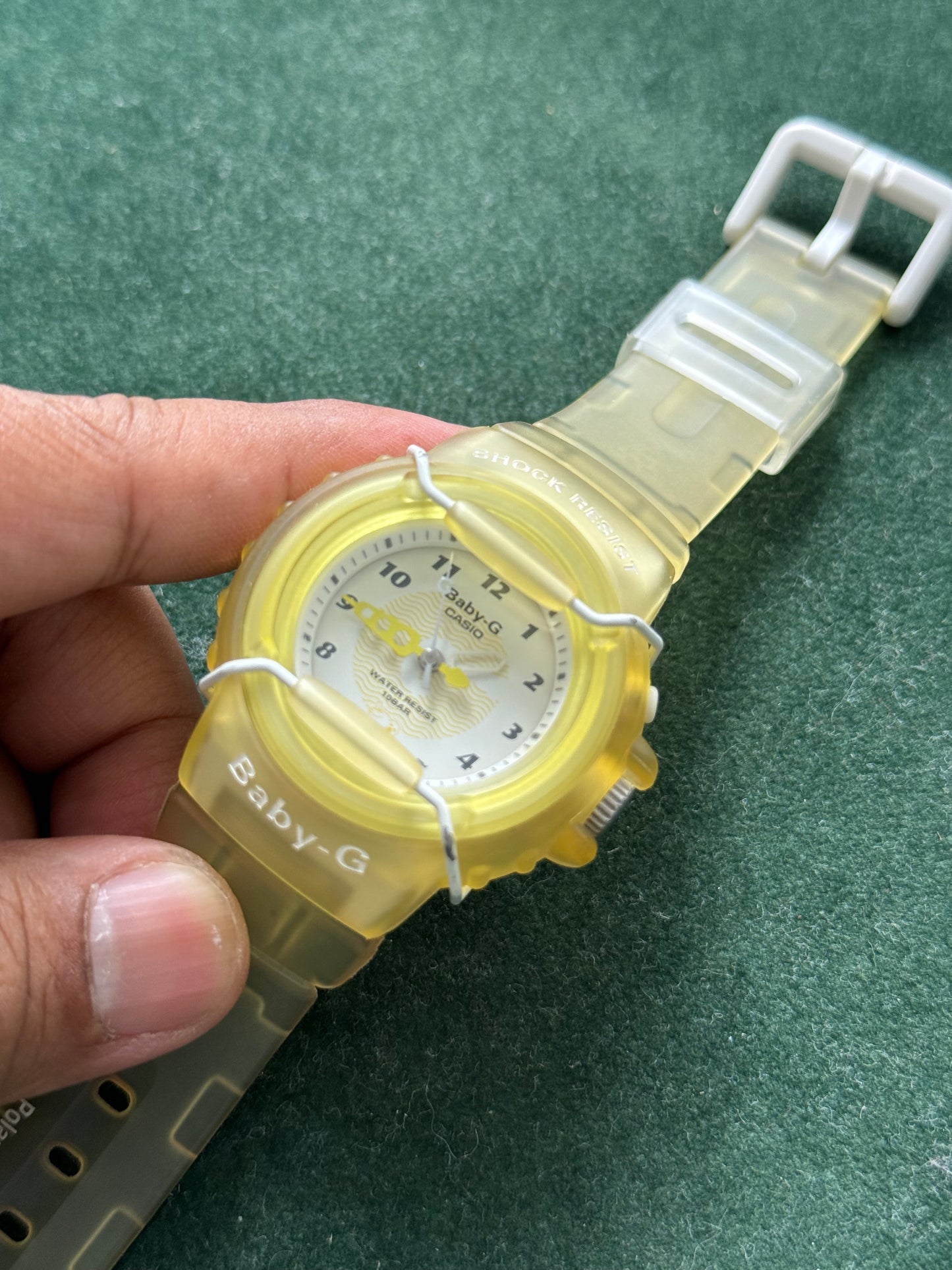 Vintage 1990s Casio Baby-G BG-11 “Air Sea Ice Project” Yellow Transparent Watch