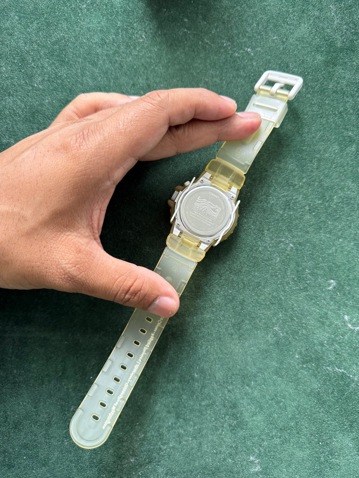 Vintage 1990s Casio Baby-G BG-11 “Air Sea Ice Project” Yellow Transparent Watch