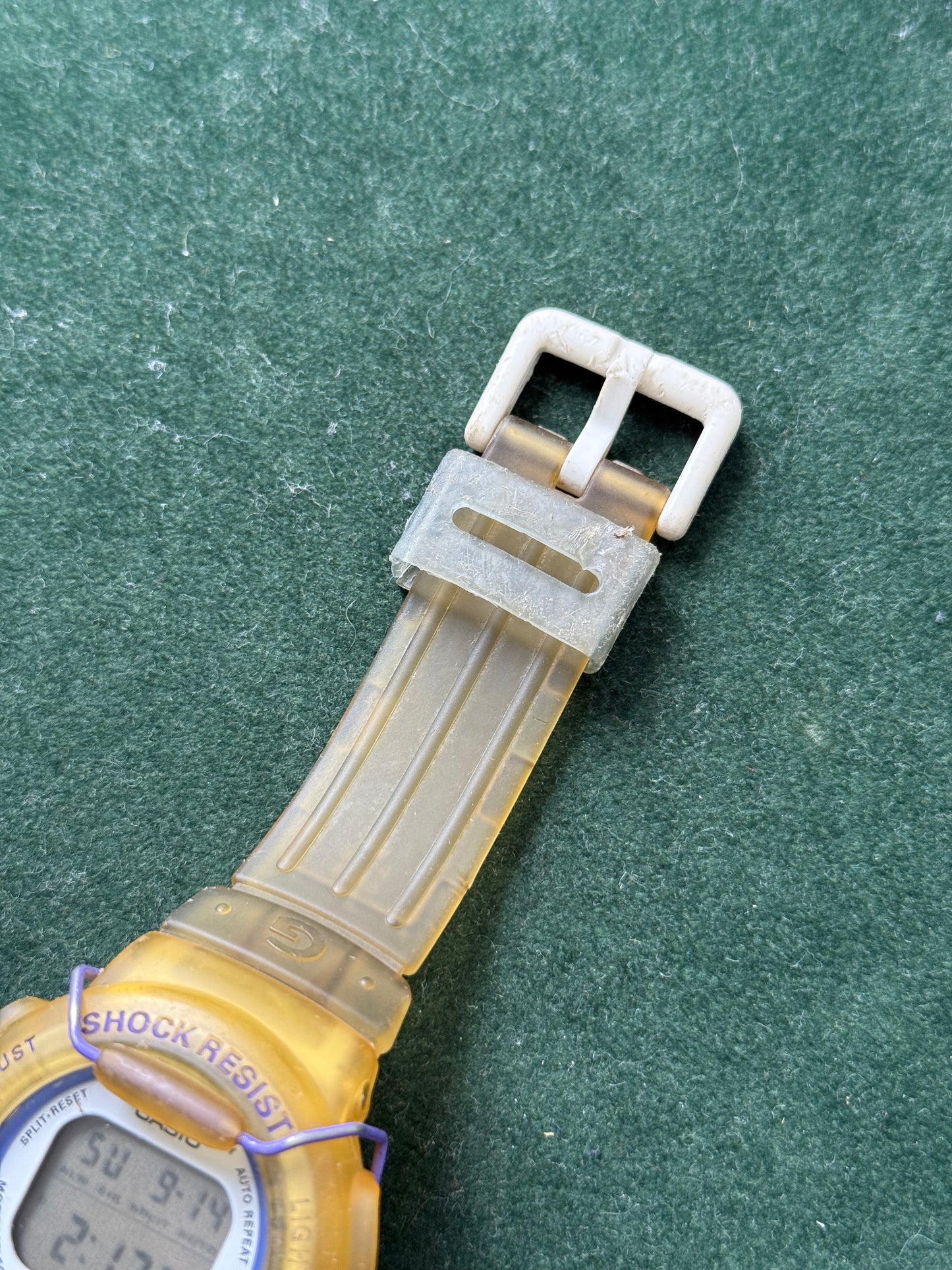 Vintage Casio Baby-G BG-210 Yellow Transparent Digital Watch 1990s