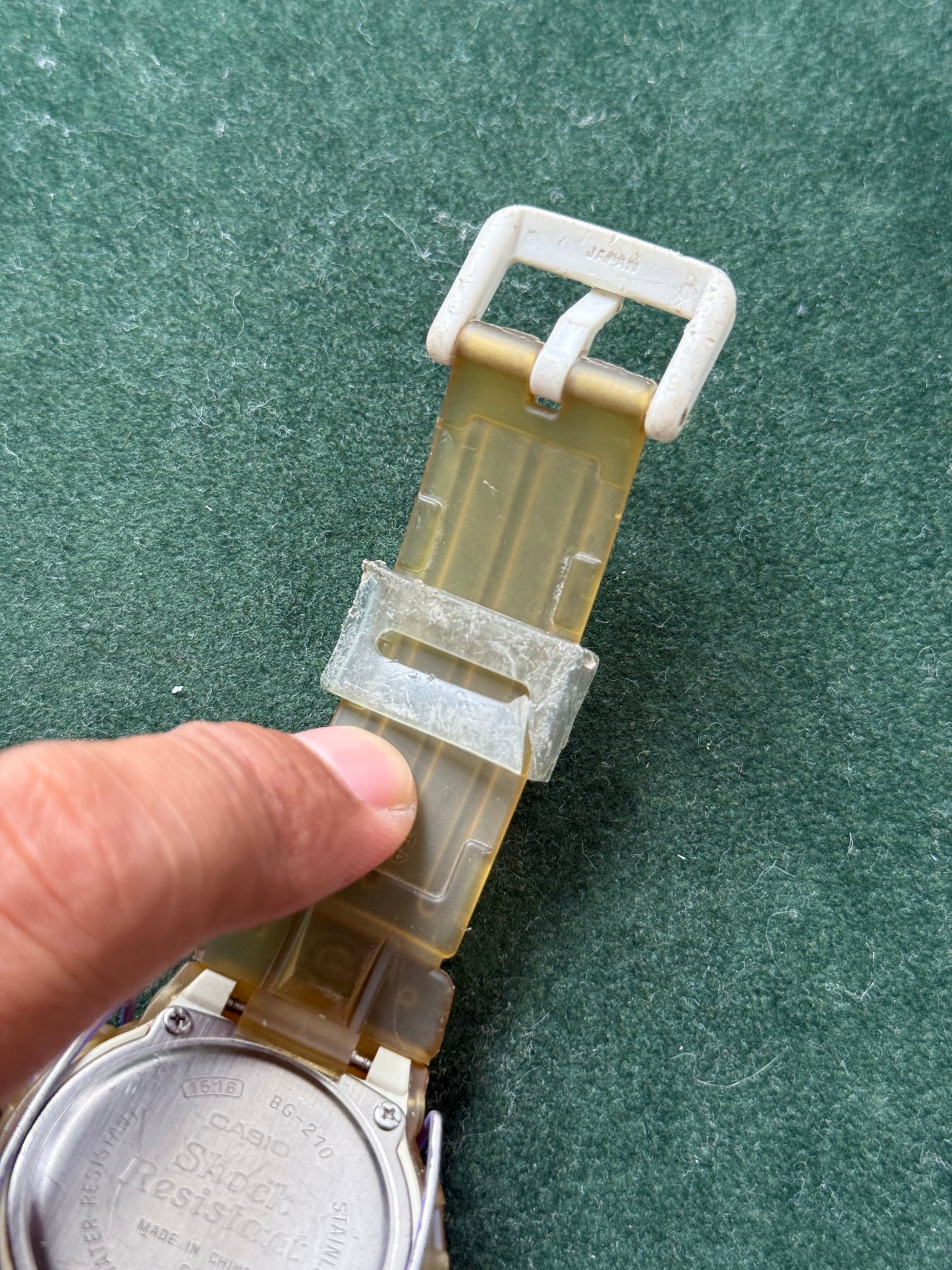 Vintage Casio Baby-G BG-210 Yellow Transparent Digital Watch 1990s