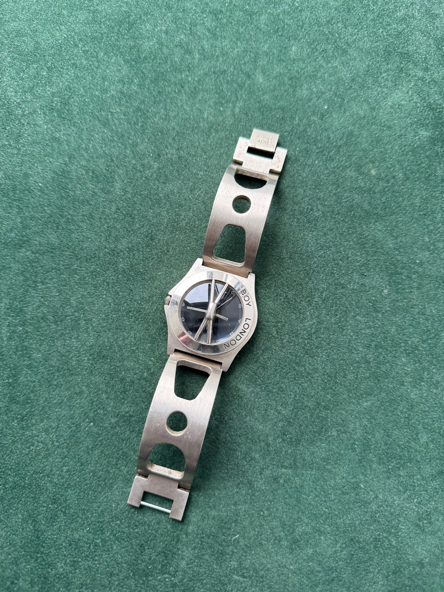 Vintage Boy London BOY-32-W Stainless Steel Black Dial Watch