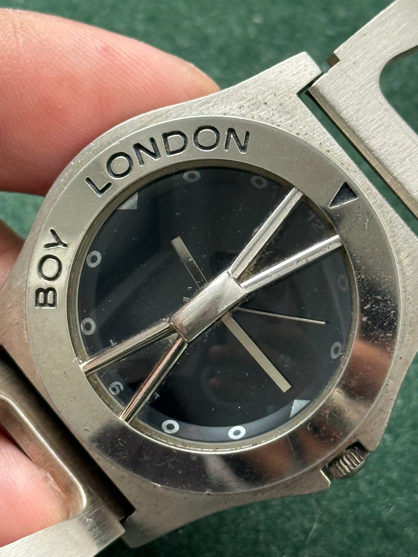 Vintage Boy London BOY-32-W Stainless Steel Black Dial Watch
